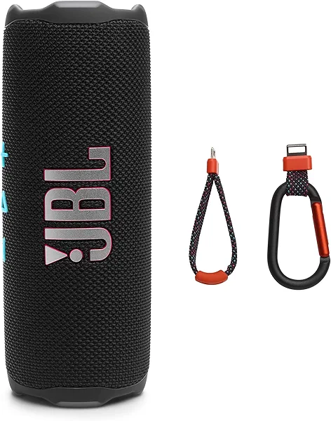 JBL Flip 7 - Portable Waterproof and Drop-Proof Speaker, Bold Pro Sound with AI Sound Boost, 16Hrs of Playtime, and PushLock System with Interchangeable Accessories (Black/Orange)