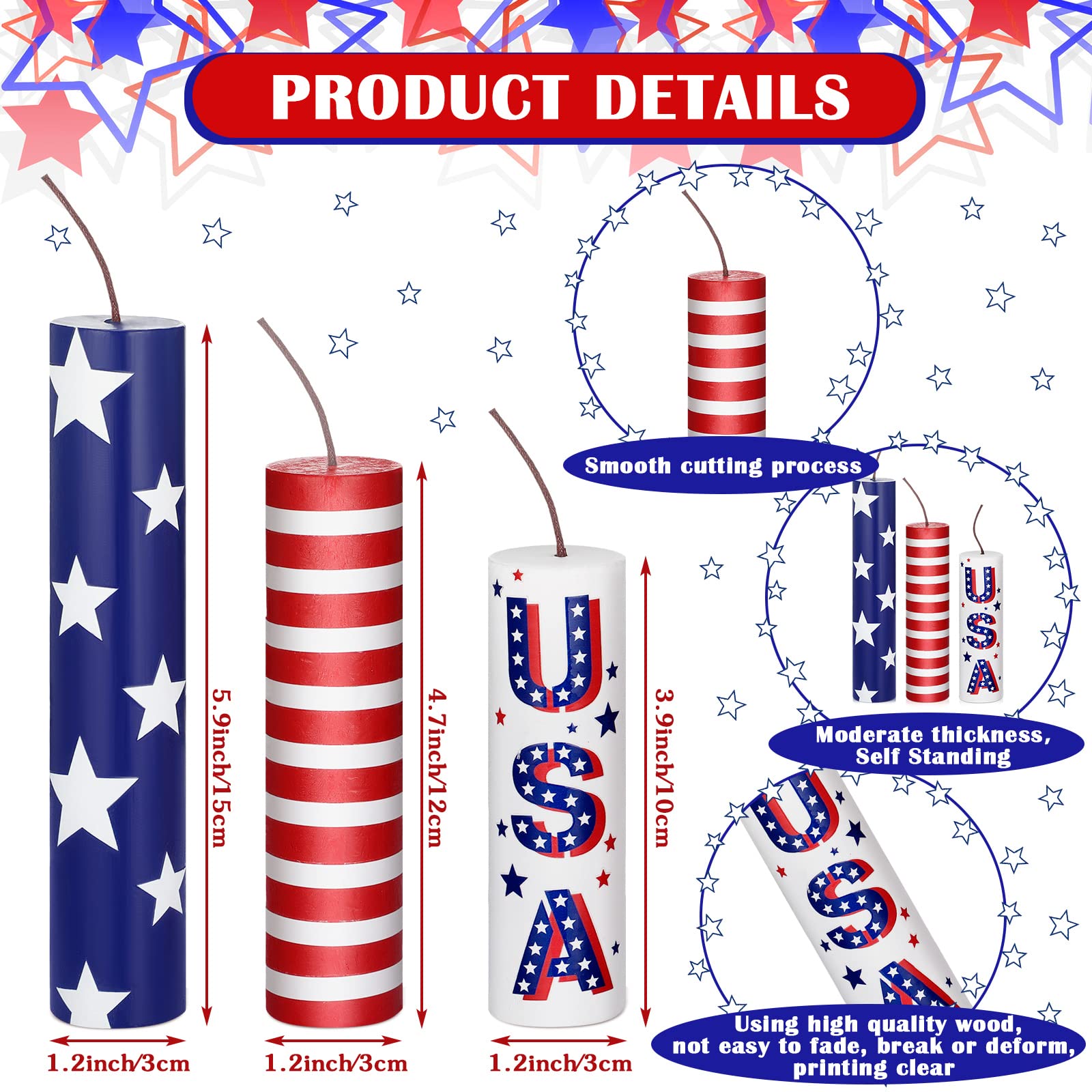 4th Of July Heart Acrylic Sign - Patriotic Table Decor, 4.5x4.5 Inch, Red White & Blue - View #9