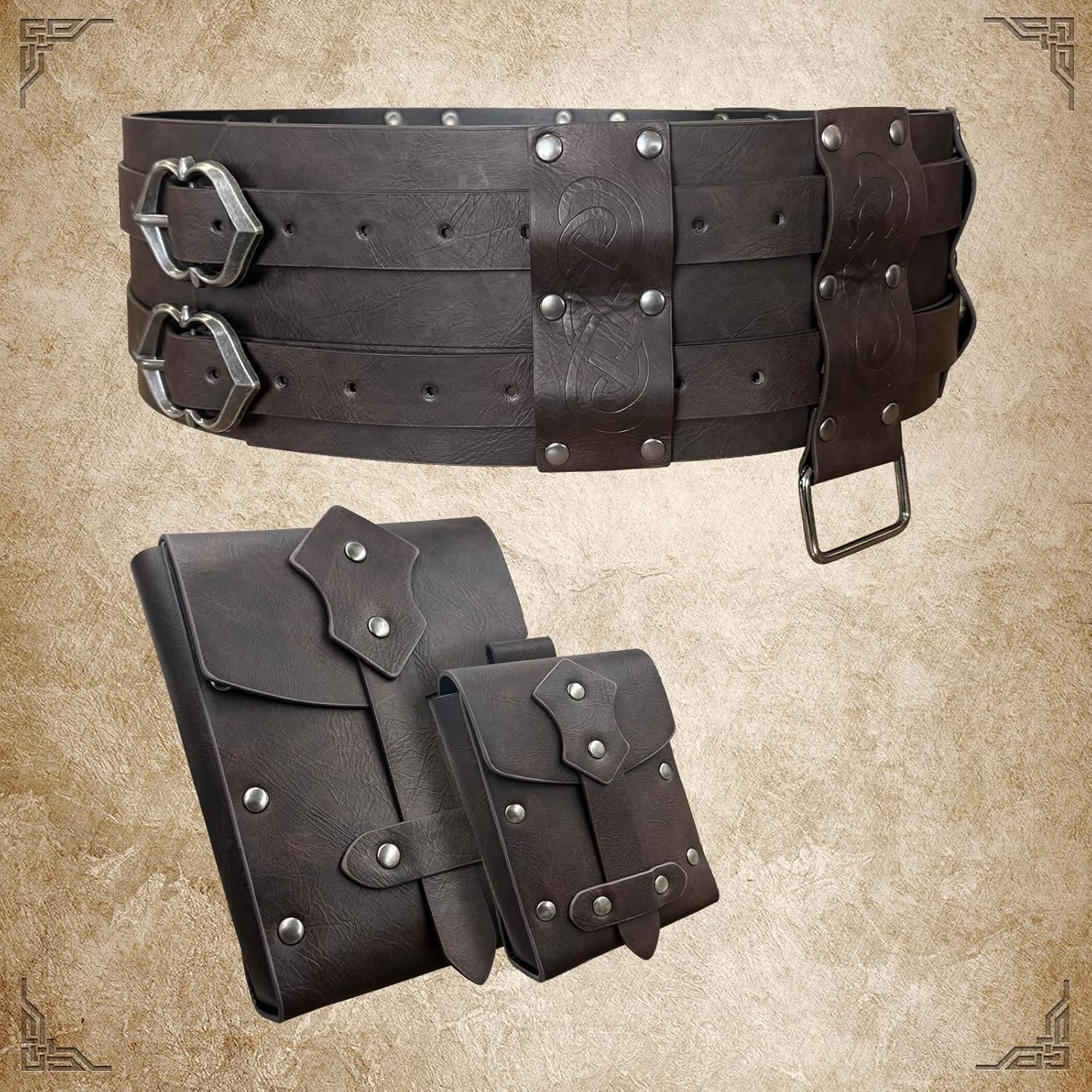 3PCs Medieval Fanny Pack Accessory Set, Renaissance Fanny Pack, Vintage Viking Wide Belt for LARP Events - Image 5