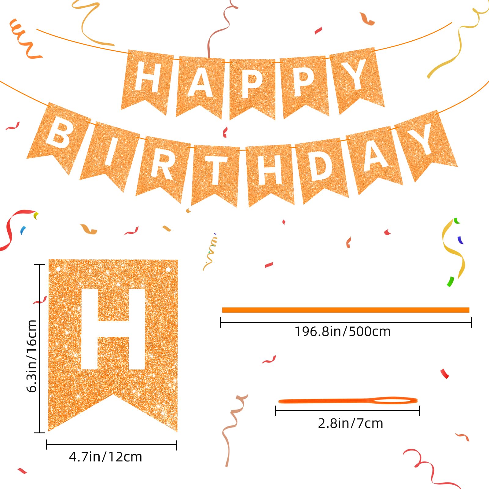 Amazon.co.jp: オレンジ Happy Birthdayバナー 誕生日サイン 背景用