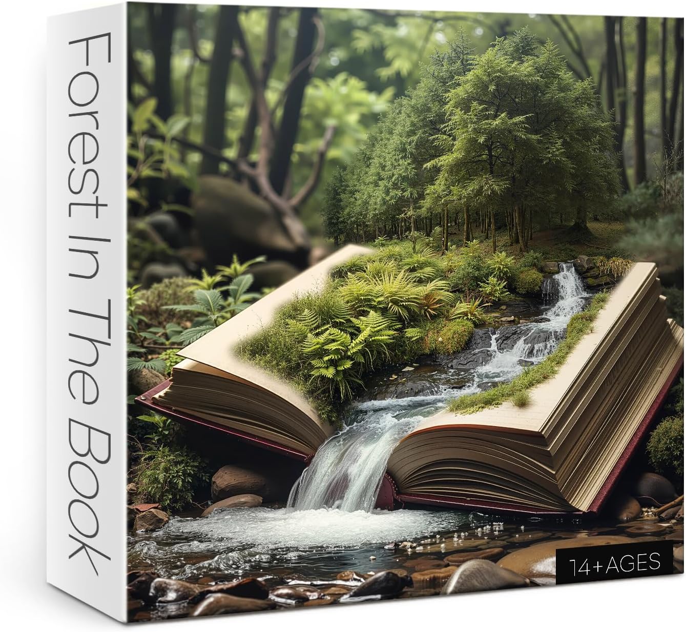 Book Forest Puzzle for Adults 1000 Pieces Nature, Fantasy Plant Jigsaw Puzzle, Cozy Tree River Green Puzzle