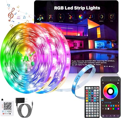 Miniatura 1 de Luces LED para dormitorio, tira de luces LED RGB que cambian de color, tira de luz LED de sincronización de música DIY con control remoto y