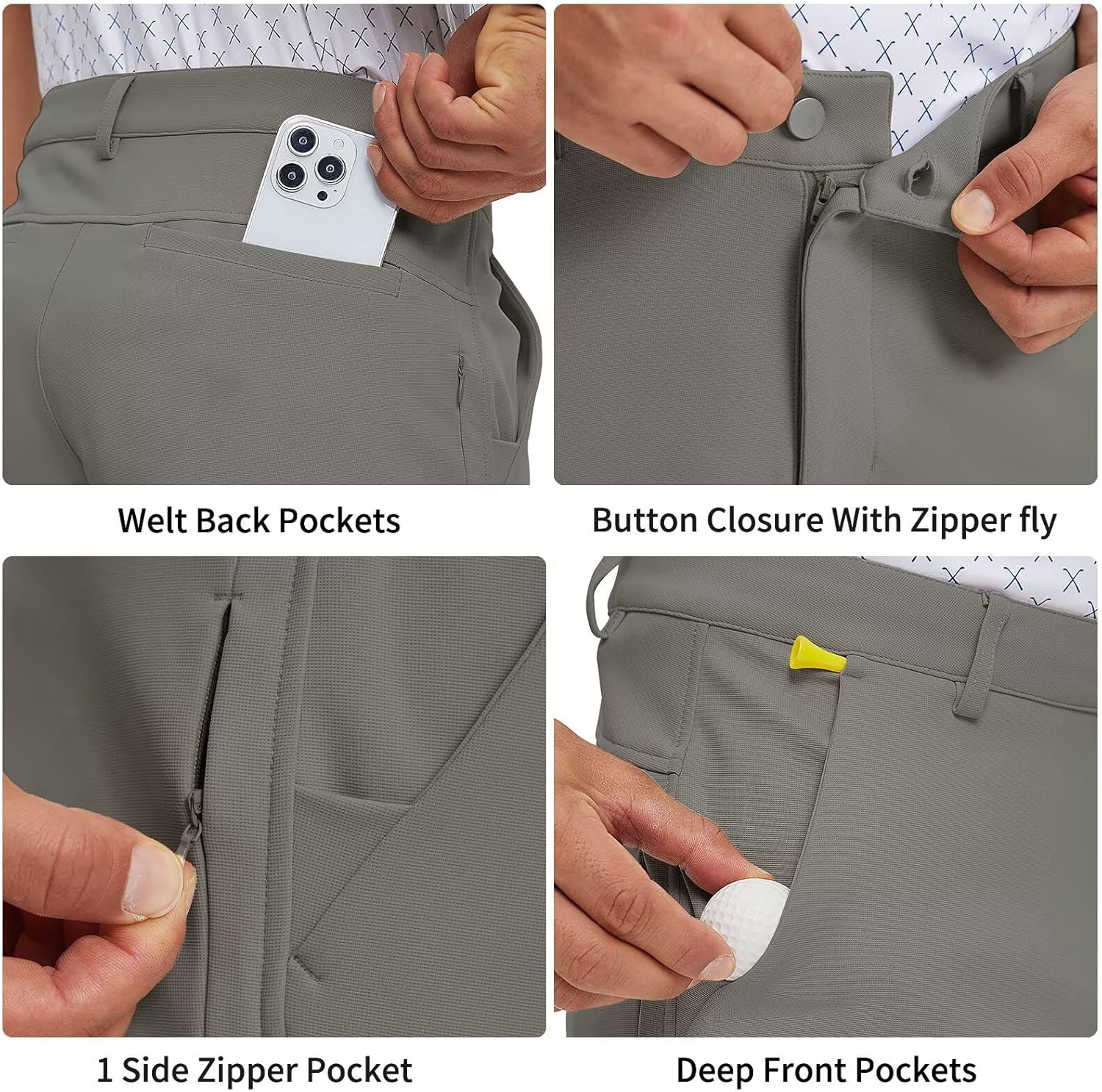 M MAELREG Golf Pants Men Classic Fit 30"/32"/34" Lightweight 5 Pockets Casual Trousers Moisture Wicking Mens Dress Pants - Image 4