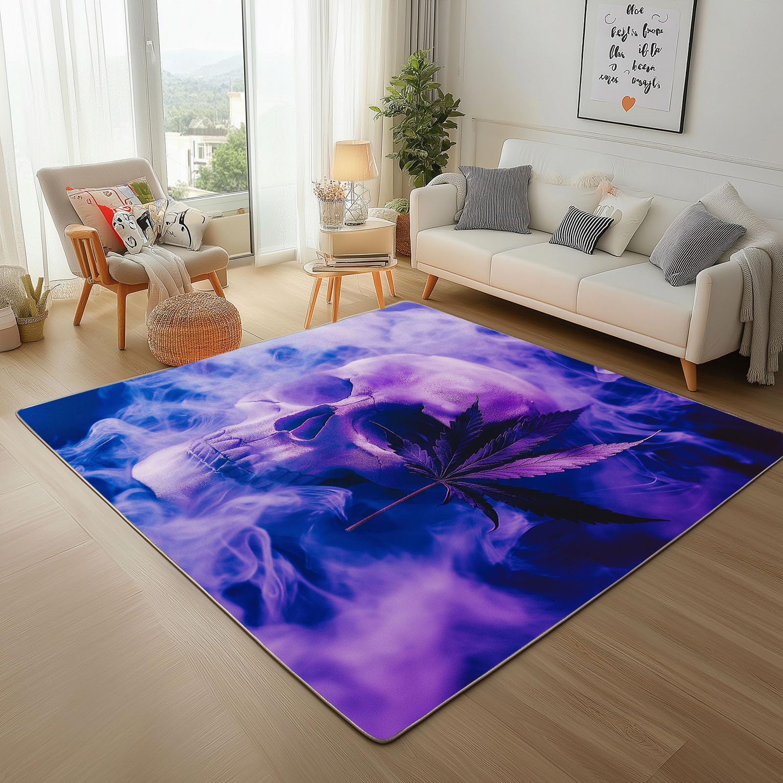 Tapis antidérapant lavable 160x230cm à poils ras pour salon et entrée de maison