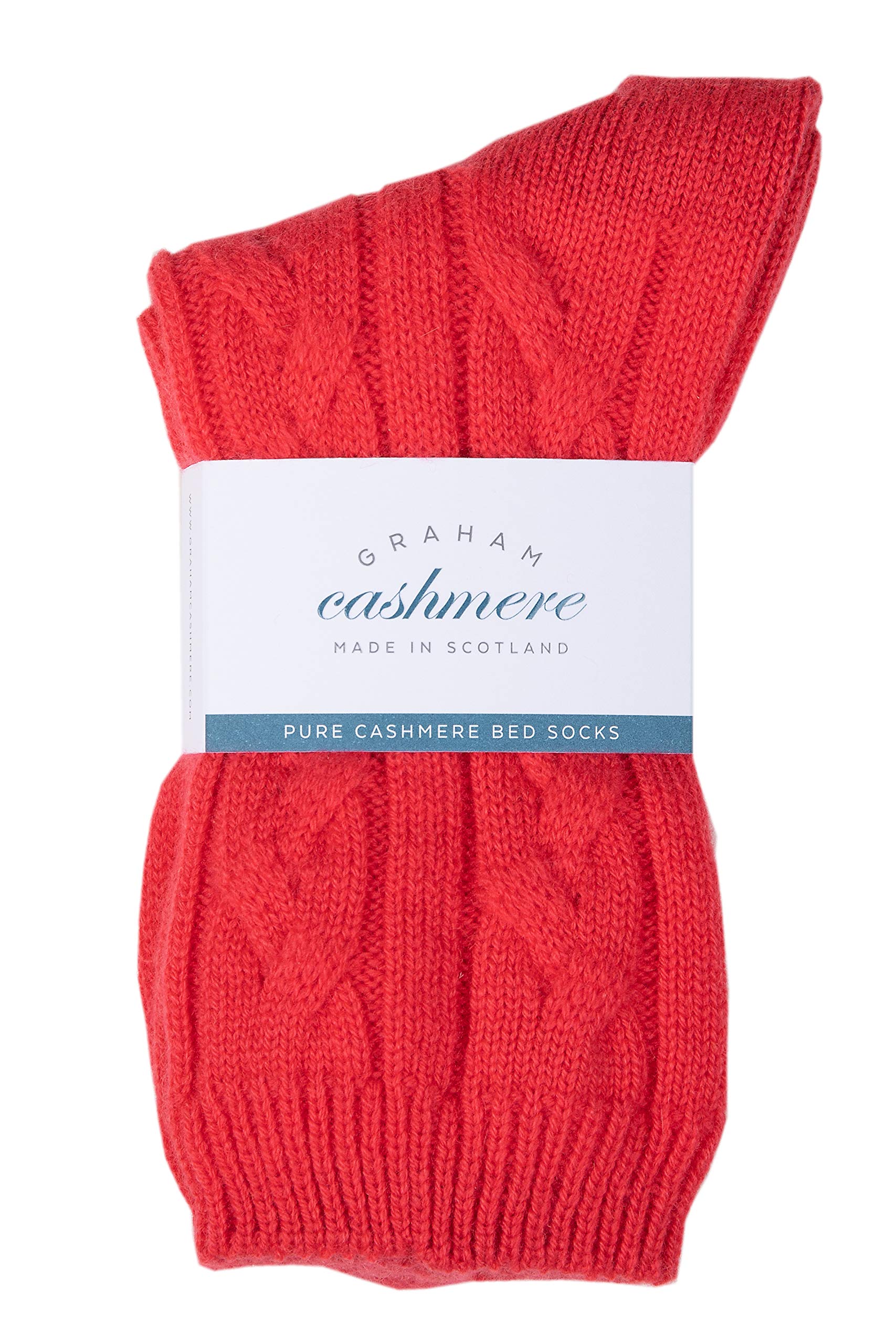 Graham Cashmere - Pure Cashmere Cable Bed Socks - Made in Scotland - Gift Boxed (Floral)