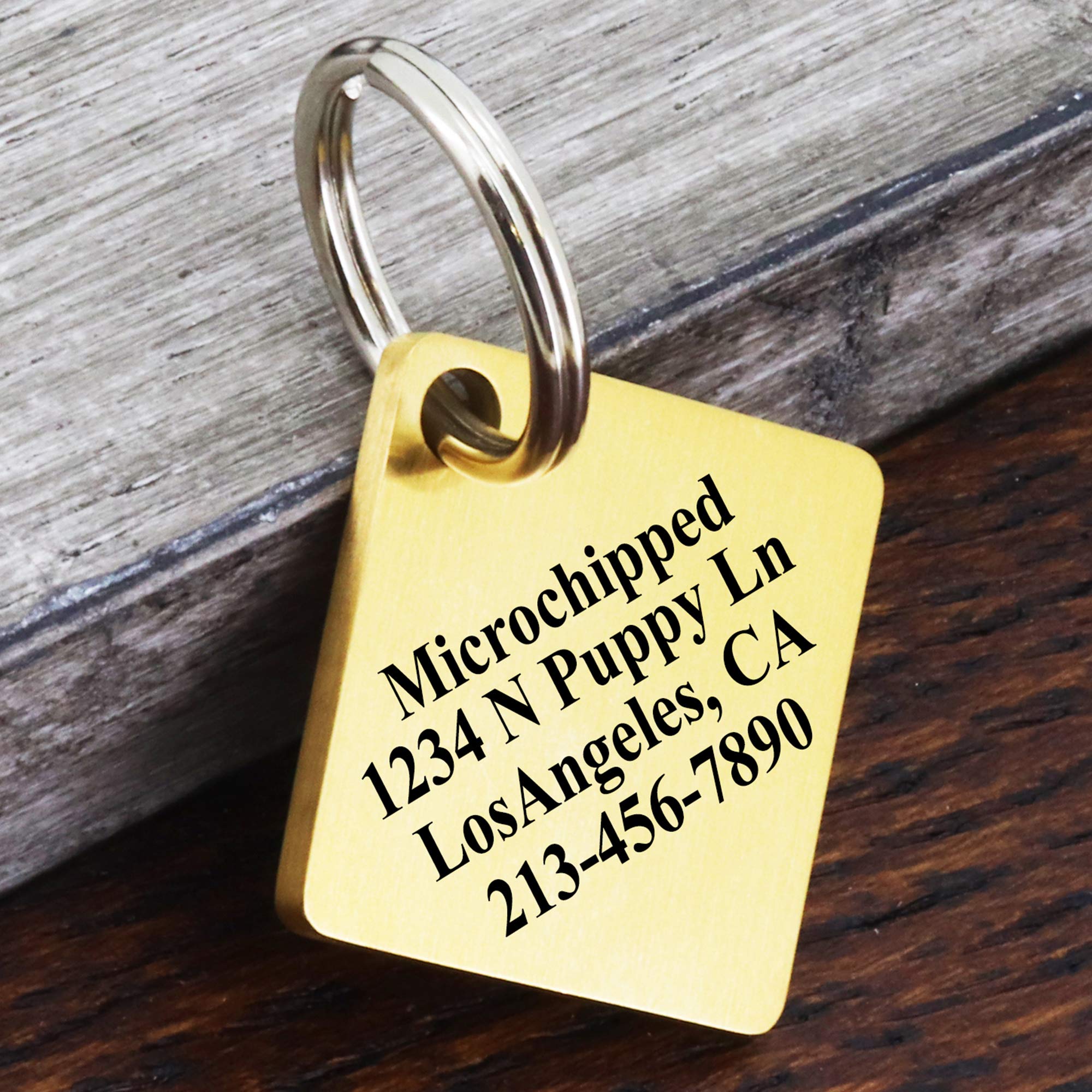 Ultra Joys Personalized Dog Tags - Engraved Front and Back - Stainless Steel, Diamond Tag in Gold, Large