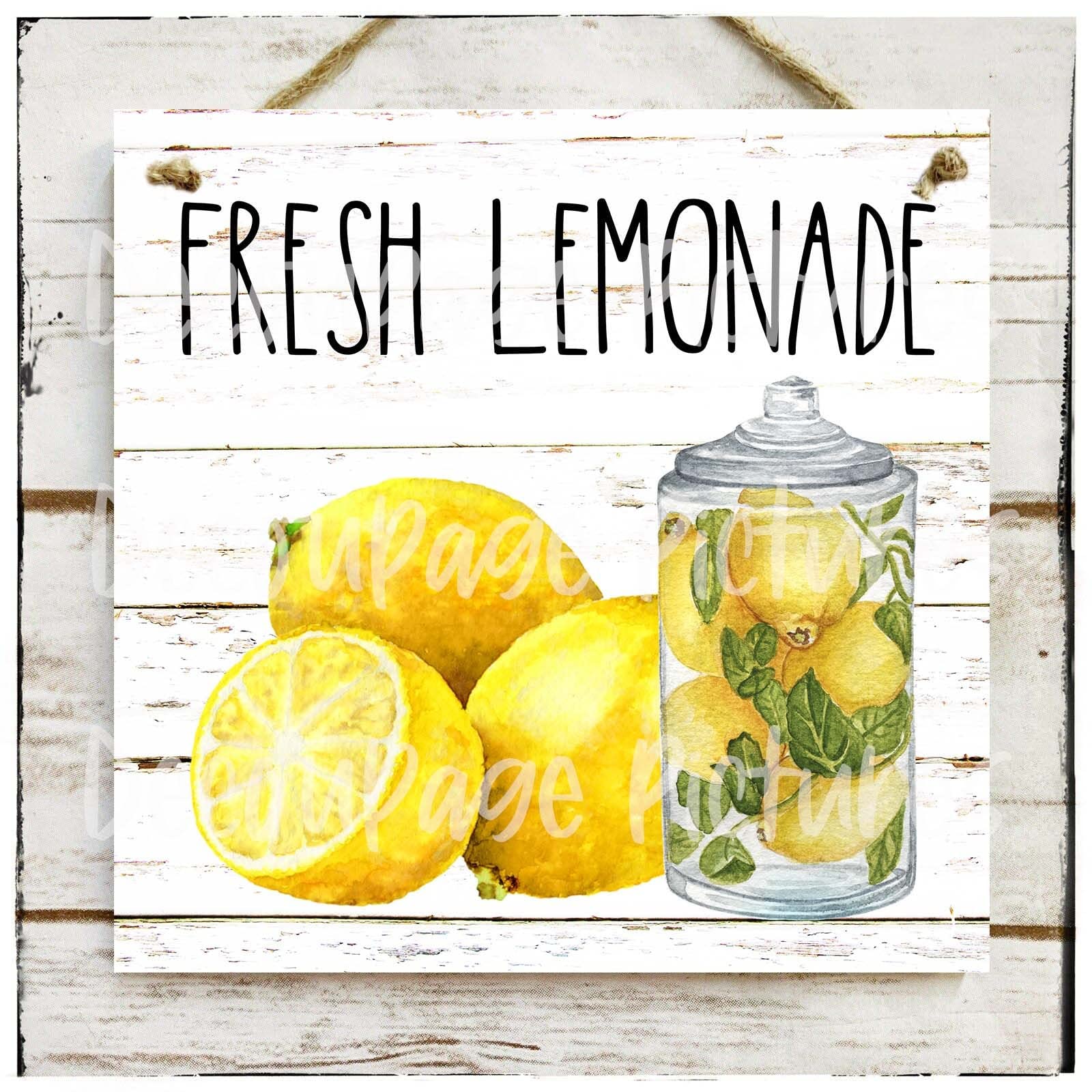 HOUVSSEN Square Metal Tin Sign Signwall Hanging Handmade Square Plaque/Fresh Lemonade Summer Drink Lemon Market FarmhouseMetal Tin Sign Signs Fo for Home Decor 8x8inch