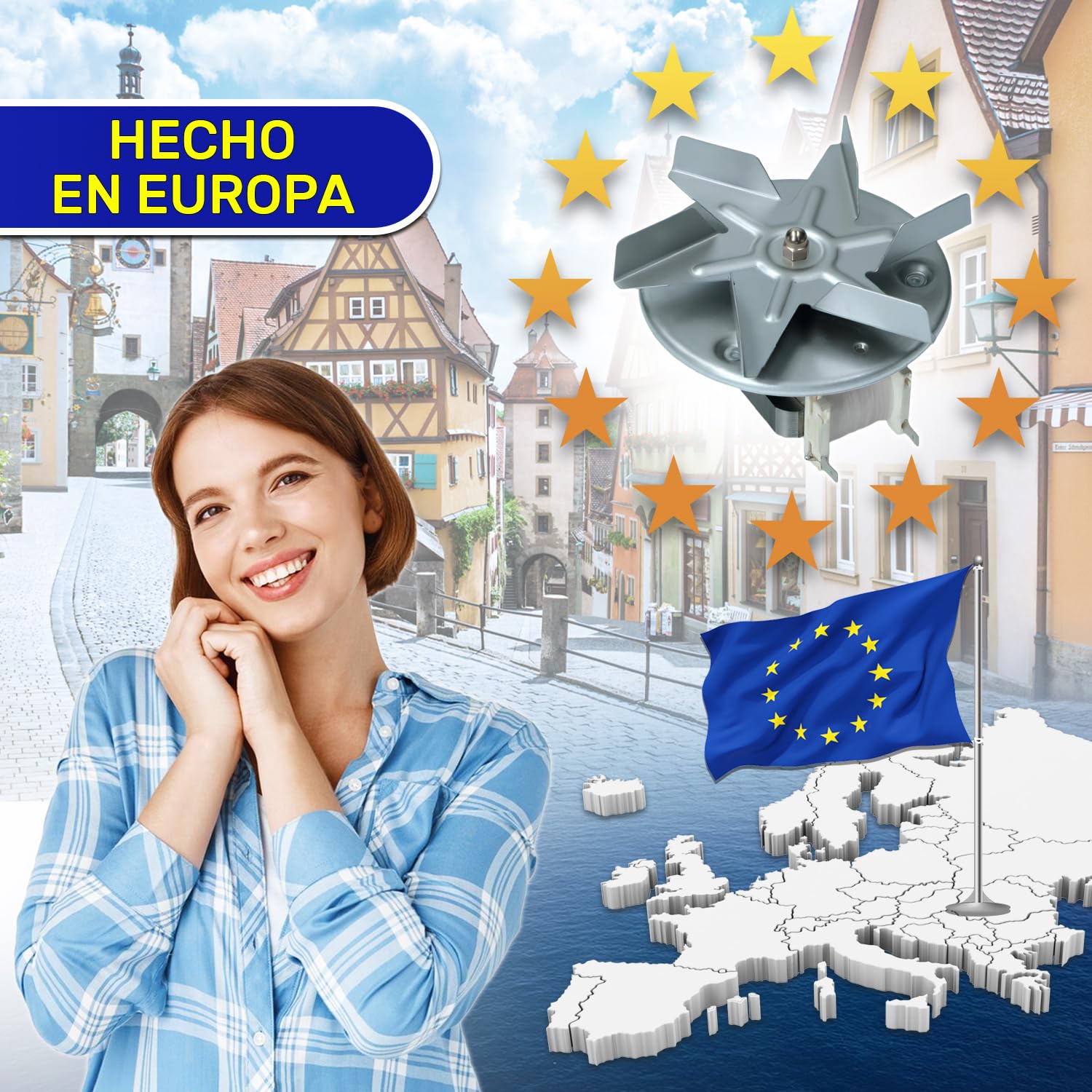 Motor Ventilador Horno de Aire Caliente 25W 220/240V 50/60Hz con Código Original C00230134 para Indesit para Hotpoint 482000062496 para Whirlpool - MADE IN EU - Garantía de 10 Años - MONTERAL