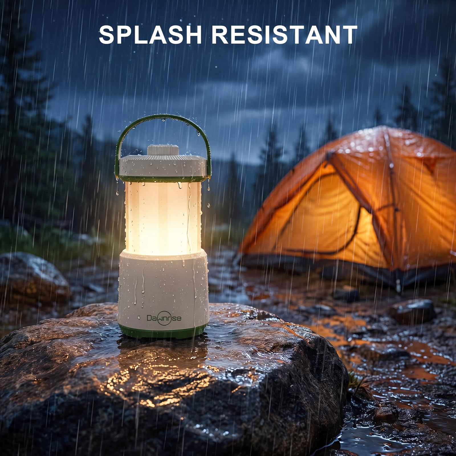 Dawnrise Lot de 2 lanternes de camping LED rechargeables, 5 en 1 avec 750 lm, lanterne portable avec lumière rouge, lumière d'urgence IPX4 pour ouragan, pannes de courant, maison, randonnée
