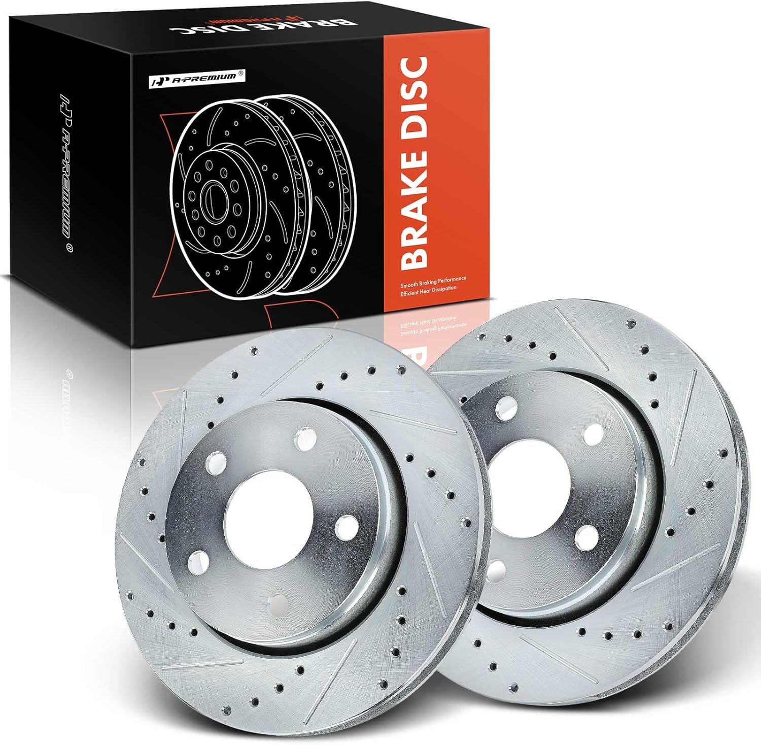 A-Premium 11.89 inch (302mm) Front Drilled and Slotted Disc Brake Rotors Compatible with Select Jeep Models - Wrangler 2007-2017, Wrangler JK 2018, 2-PC Set