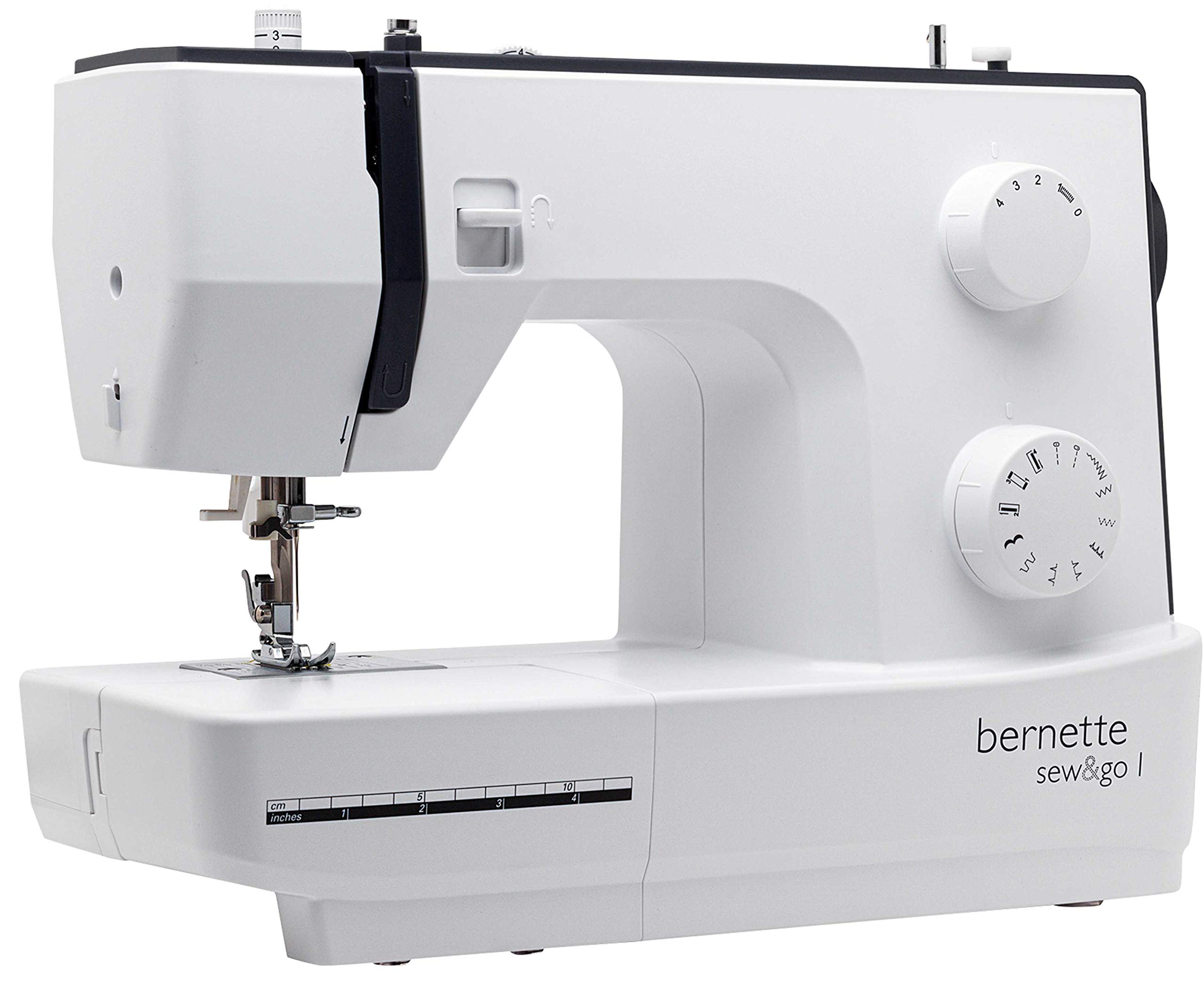 Bernette sew&go1 Electric Sewing Machine by BERNINA Switzerland | Automatic Zig-Zag | 10 Stitches & 30 Functions | 70W Motor | Metal Frame | Auto Needle Threader | With Accessory Kit | White & Black — Amazon image 2