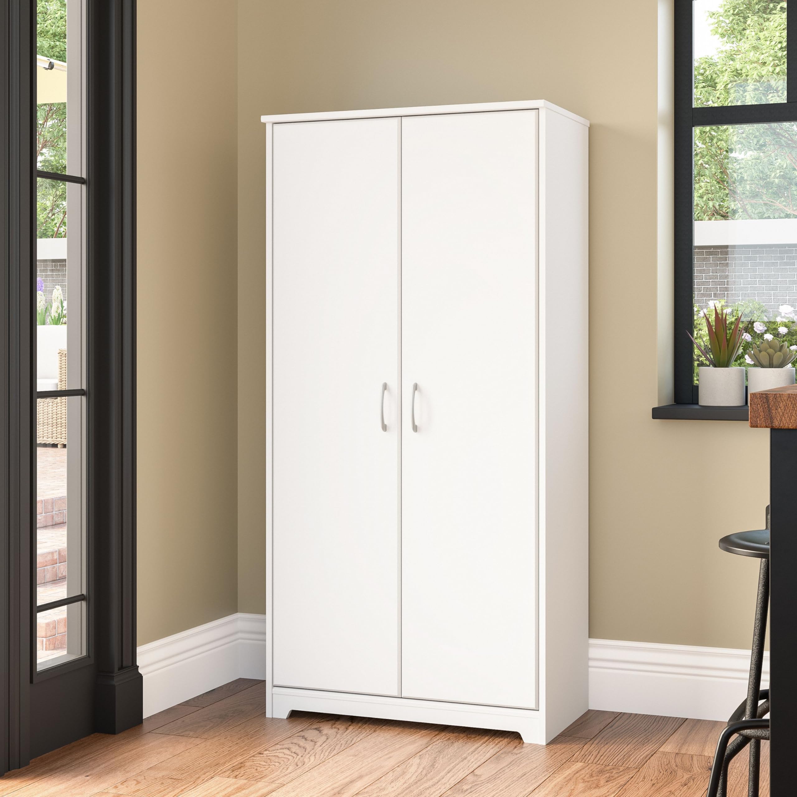 (SIMILAR) ( INCOMPLETE) Bush Furniture Cabot Tall Kitchen Pantry Cabinet with Doors, White