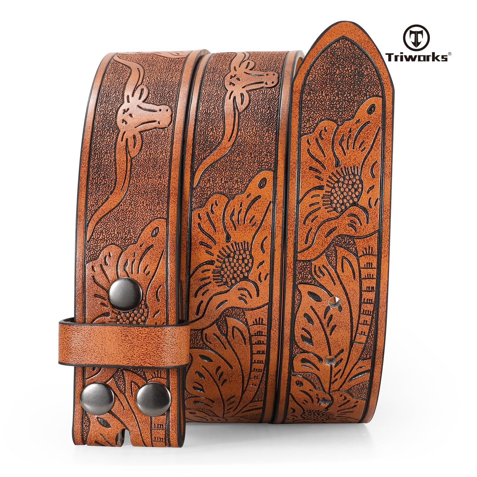 TRIWORKS Western Belts for Men without Buckle Cowboy Cowgirl Leather Mens Belts for Jeans