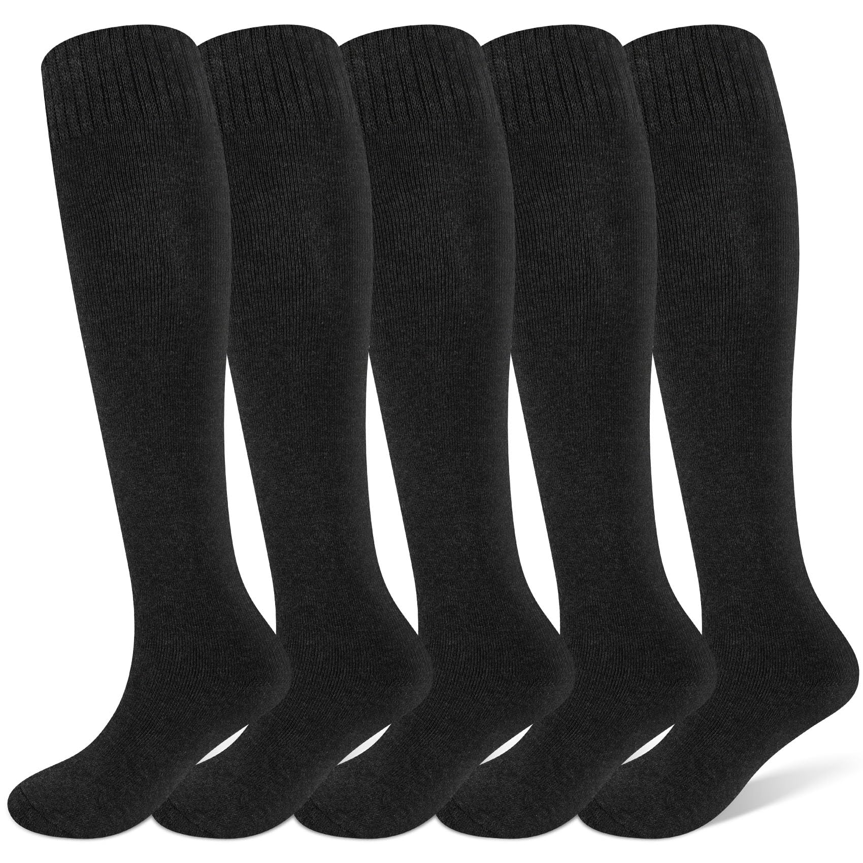 Justay 5 pares de calcetines altos hasta la rodilla para mujer, calcetines cálidos de invierno, calcetines largos de punto térmico suaves para mujer