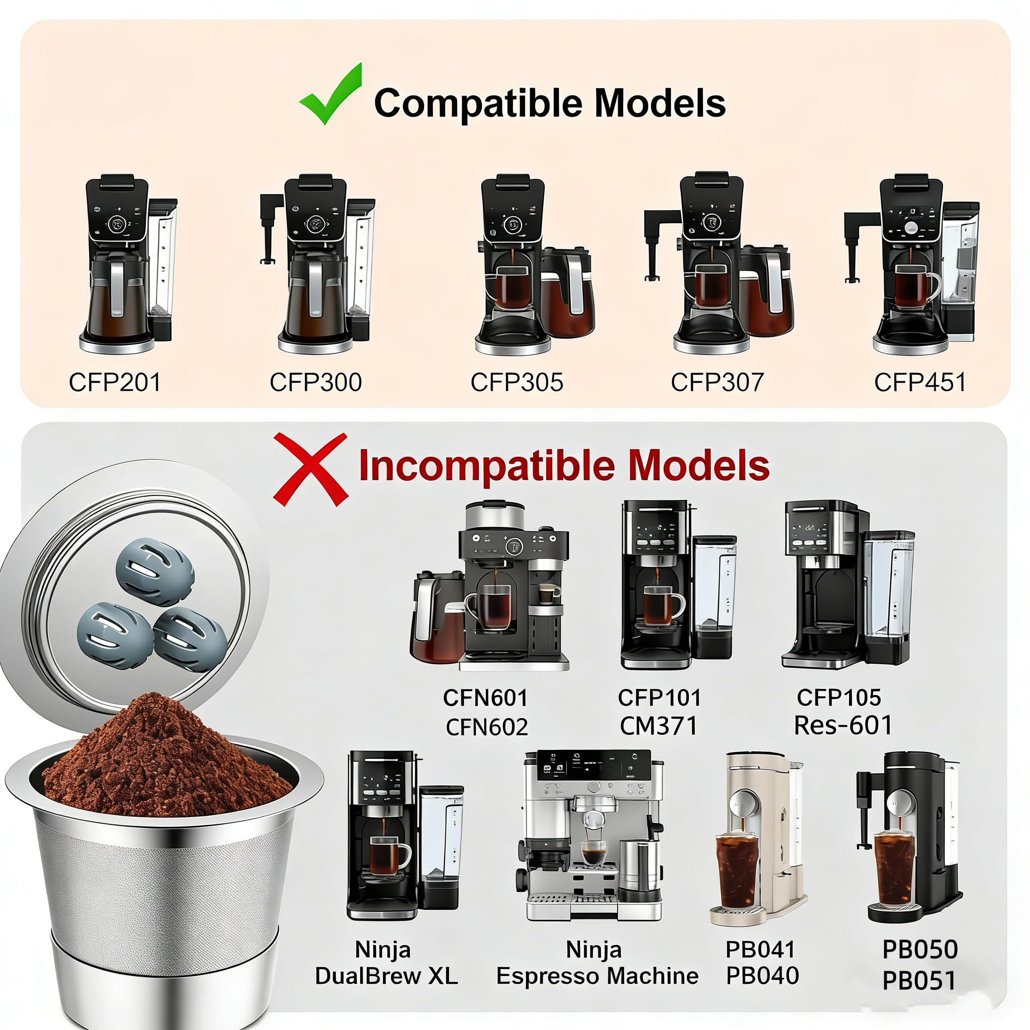 Confezione da 5 capsule di caffè riutilizzabili K Cup compatibili con