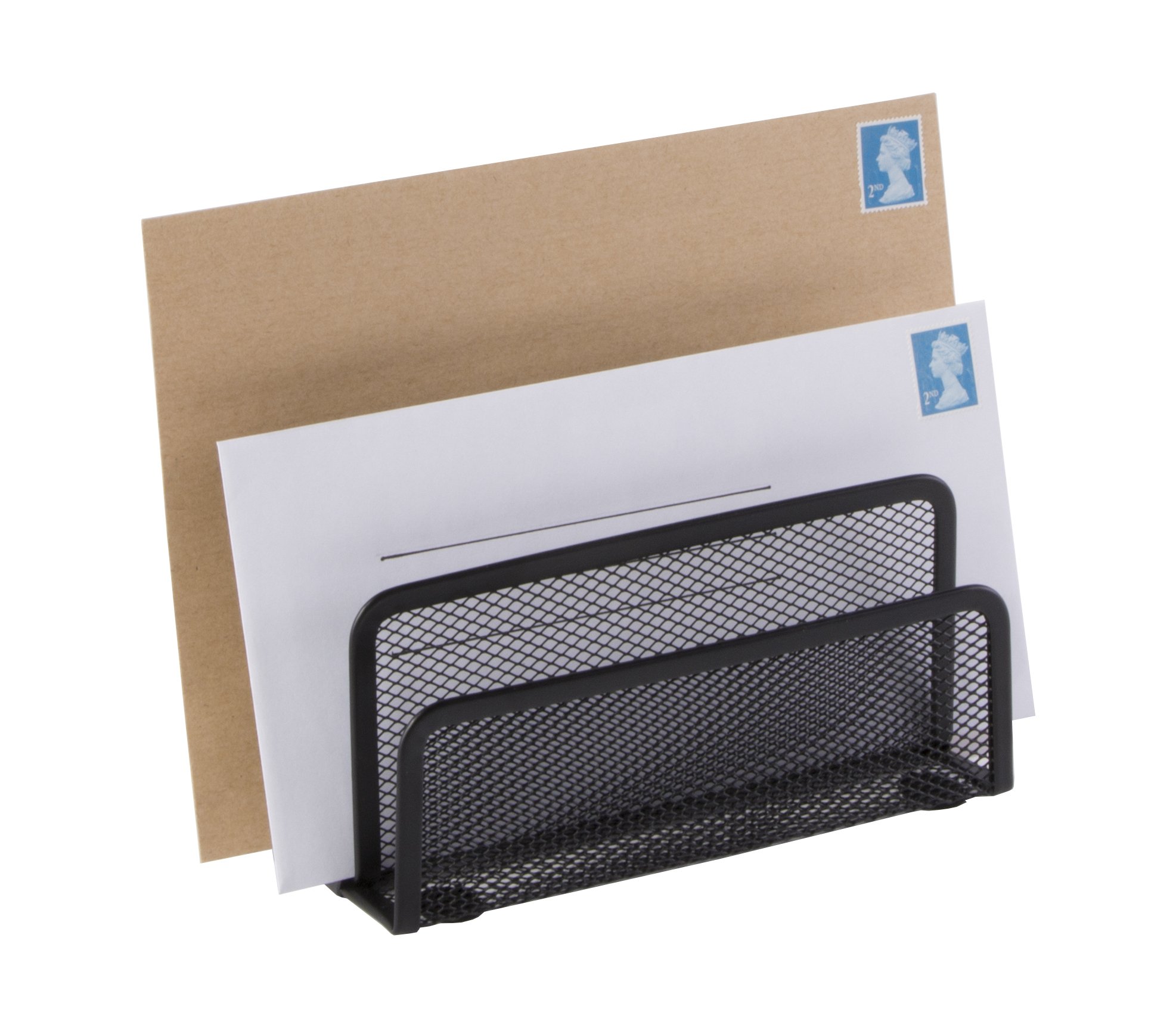 Black Mesh File Holder - 3 Compartment Desk Document Organizer