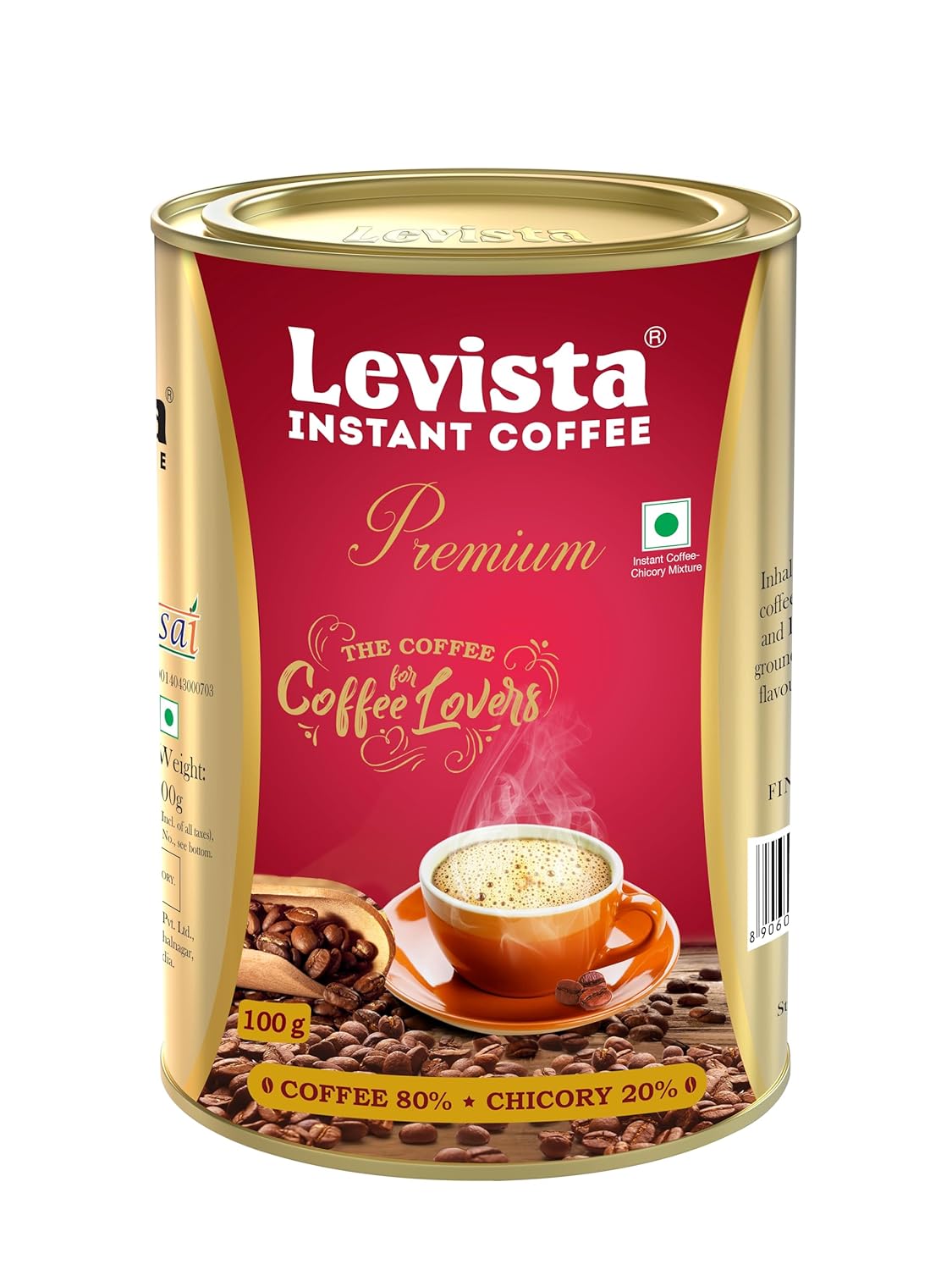 Levista Premium Instant Coffee (Can) (100 Grams) | Premium Blend of 80% Coffee & 20% Chicory| Caffeine Coffee with Rich Bold Flavour for an Energising Experience Levista Premium Instant Coffee (Can) (100 Grams) | Premium Blend of 80% Coffee & 20% Chicory| Caffeine Coffee with Rich Bold Flavour for an Energising Experience