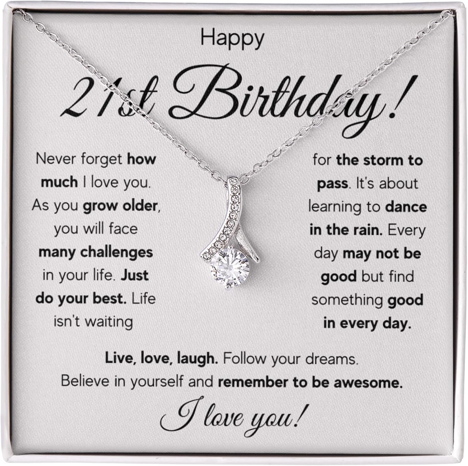 FG Family Gift Mall 21st Birthday Gifts For Her, 21 Year Old Female Birthday Card Necklace Gift Ideas, Happy Bday For Women Turning Finally 21, 21st Birthday Present for Daughter, Granddaughter, Best Friend with Message Card and Gift Box