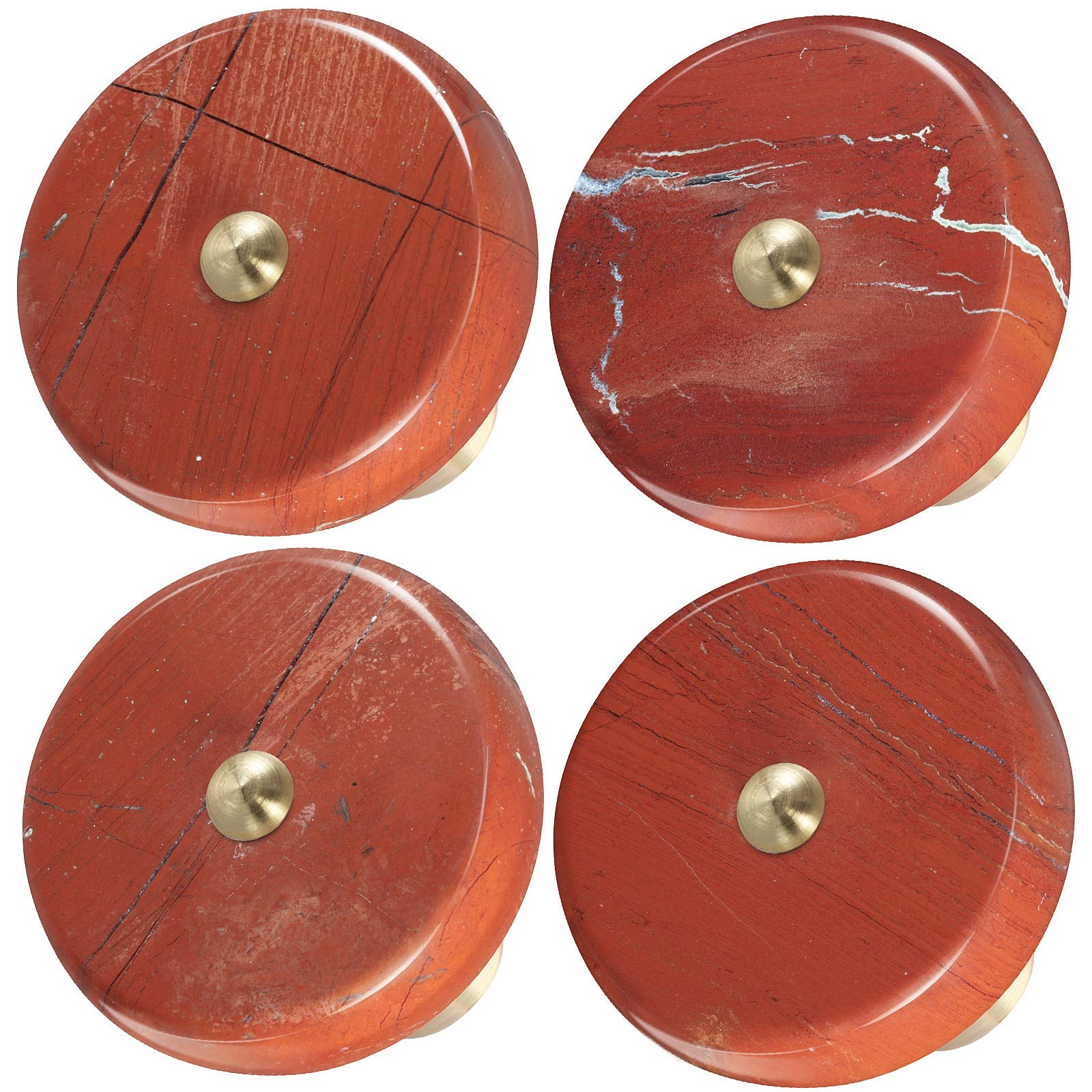 Boutons de tiroir ronds jaspe rouge Rockcloud poignée de meuble pierre naturelle avec vis de fixations