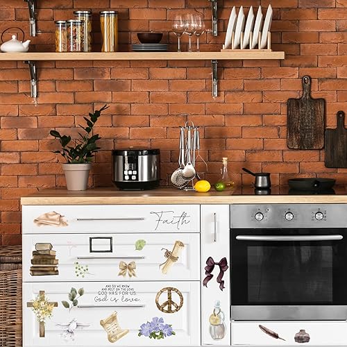 Miniatura 7 de Whaline 10 hojas de transferencia bíblica para manualidades, cruz de iglesia, vela floral, calcomanías para muebles, calcomanías para manualidades,