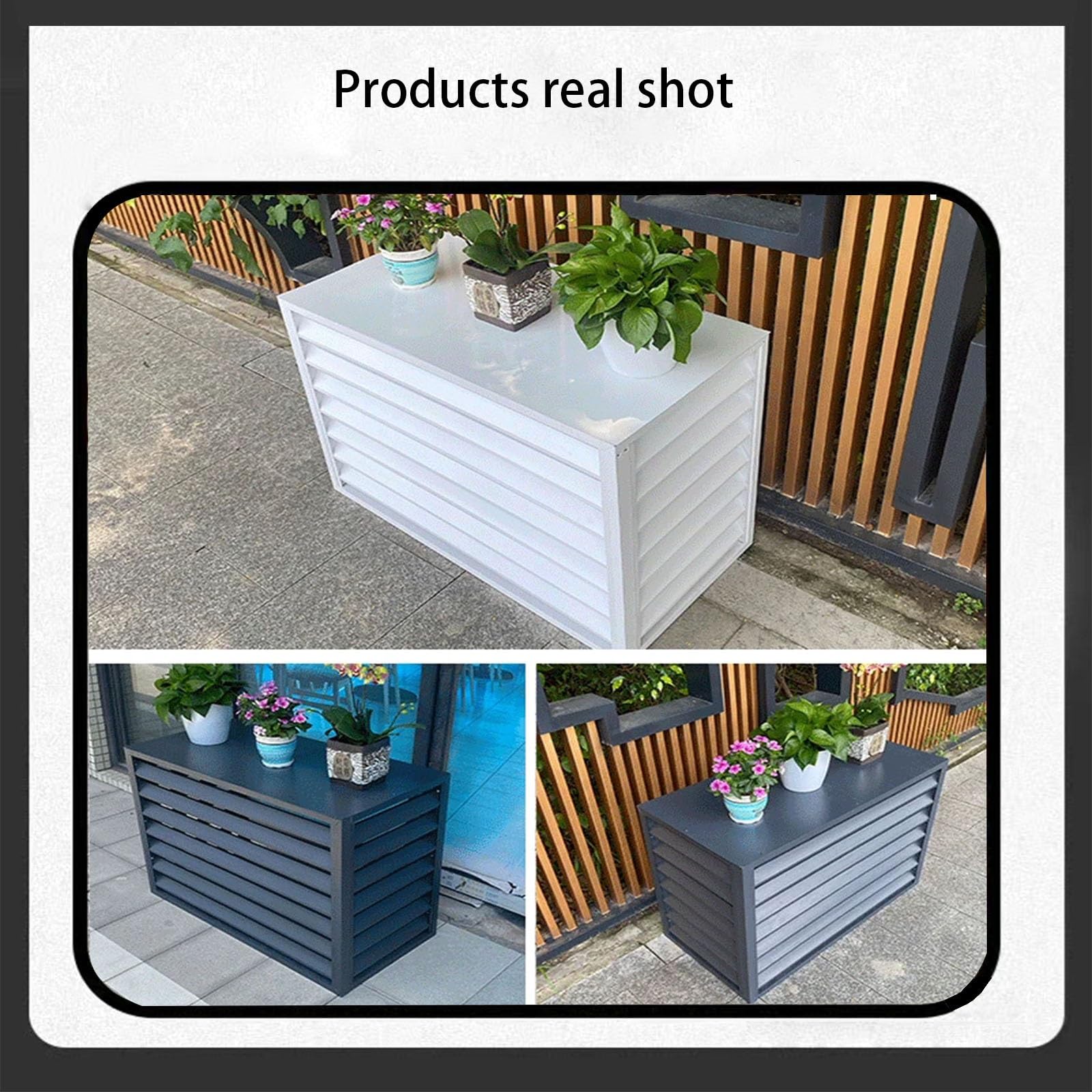 エアコン 室外機日除け、盗難防止 室外機カバー 大型 限定カラー ブラック エアコン 風向き ワイド