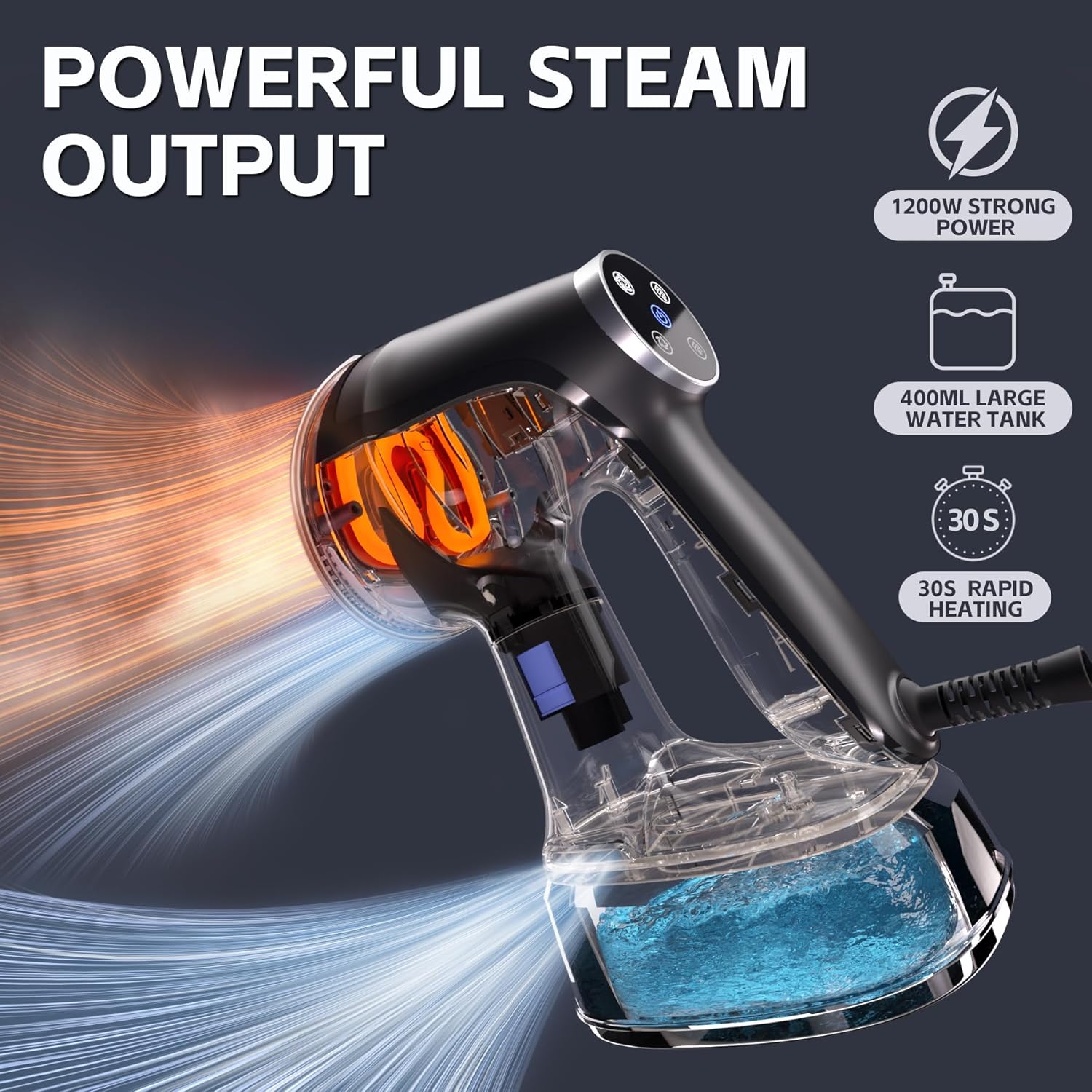 Steamer for Clothes,1200W Handheld Clothes Steamer，2-in-1 Steam & Iron Garment Steamers with Fast Heat-up, for Travel Home Office (Only for 120V)-Black