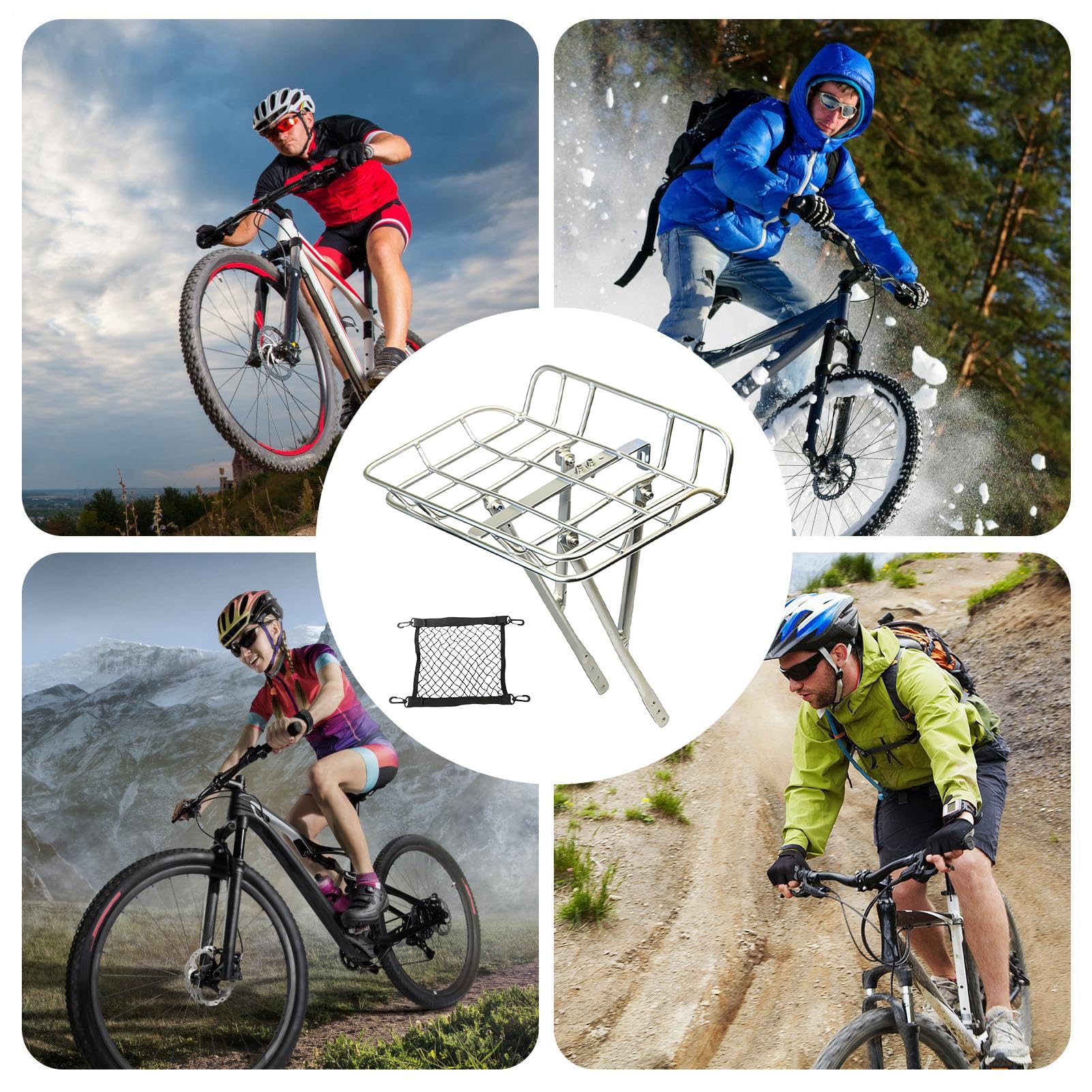 Cestino per portabiciclette in metallo di grande capacità a sgancio rapido, cestino per bicicletta smontabile, montaggio frontale per mountain bike, spostamenti, alimentari, Baloncest