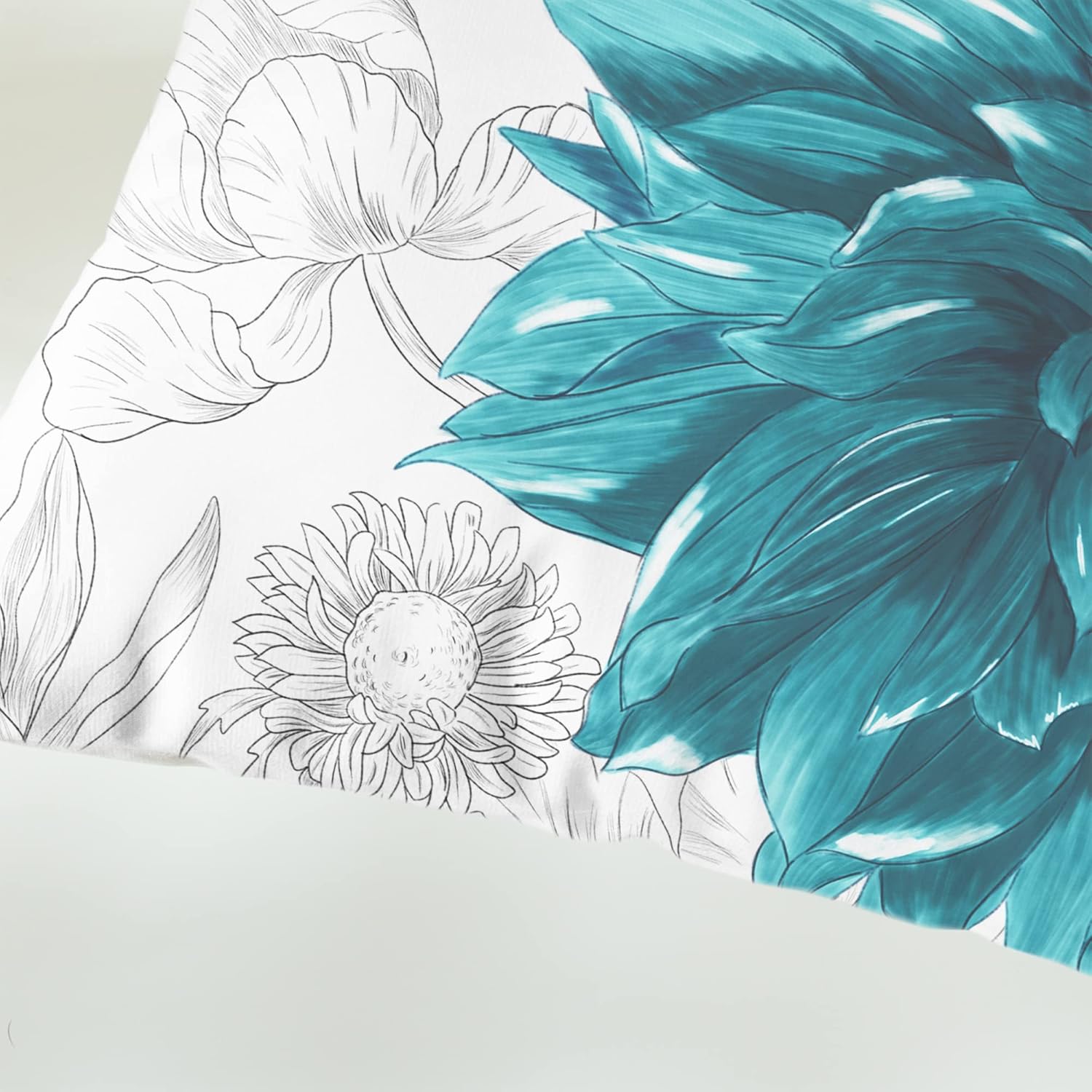 CaliTime Throw Pillow Covers Decorative 18 X 18 Inches Pack of 2 Cozy Fleece Colorful Dahlia Flower Simple Strokes Flora Background Cushion Cases for Couch Bed Sofa Farmhouse Decoration Teal Grey - Image 7