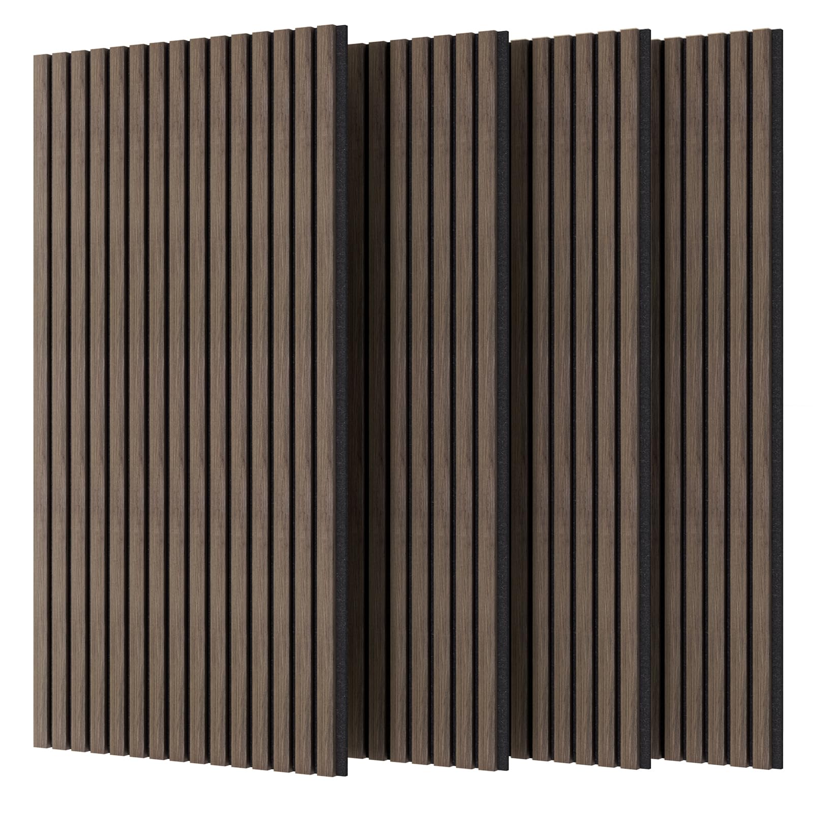 VOUNOT® Set da 4 Pannelli Fonoassorbenti 120x60x2,1 cm in MDF con Feltro di Poliestere Ignifugo, Pannelli Acustici da Parete 3D Isolamento Acustico per Soggiorno, Camera e Ufficio, Rovere Scuro