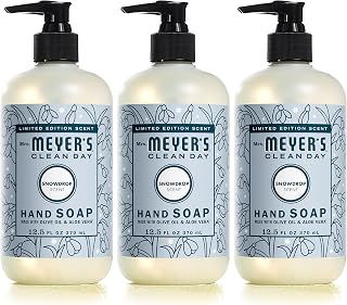 MRS. MEYER'S CLEAN DAY Hand Soap, Made with Essential Oils, Biodegradable Formula, Snowdrop, 12.5 fl. Oz (Pack of 3)