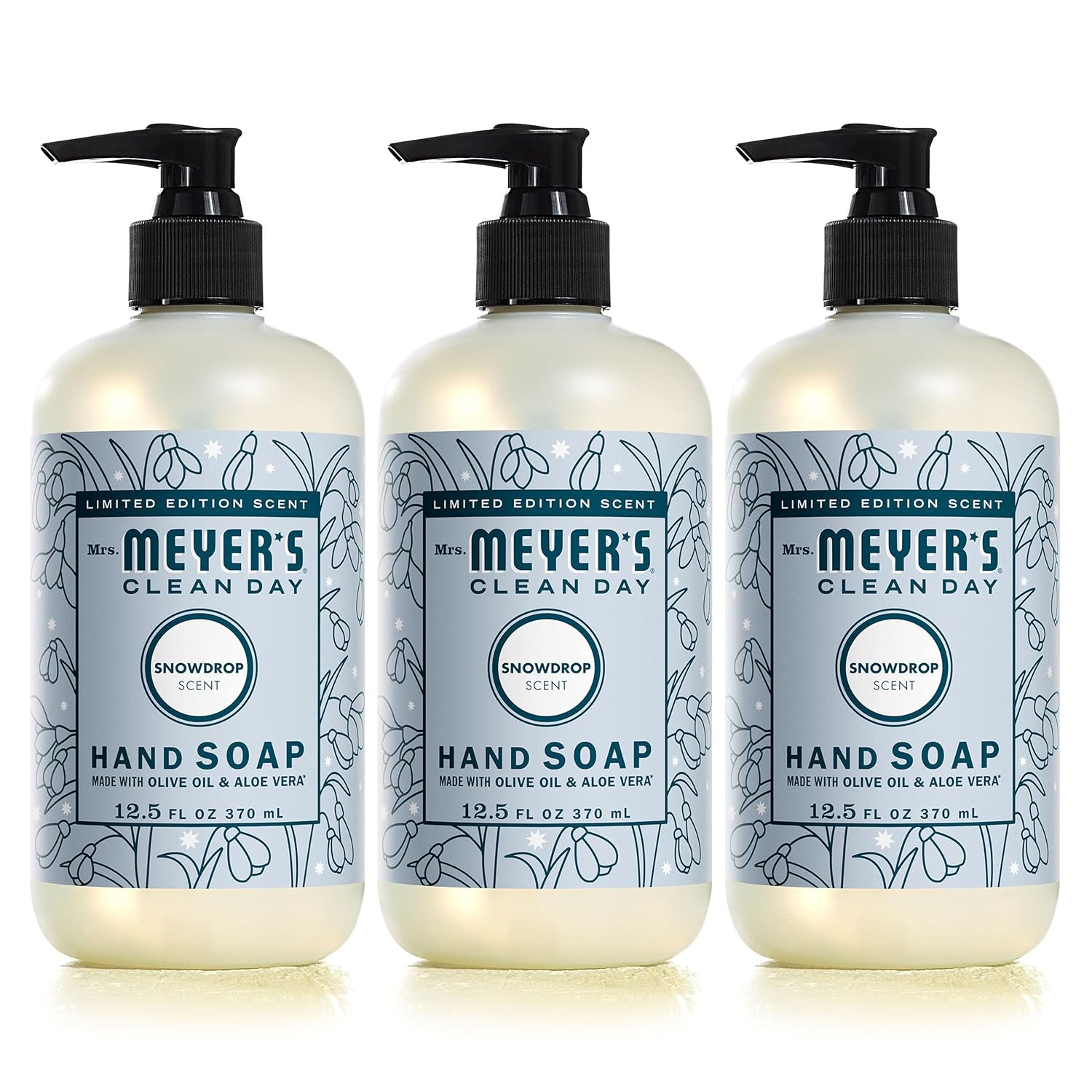 Mrs. Meyer’s Snowdrop Hand Soap – Essential Oils 3-Pack