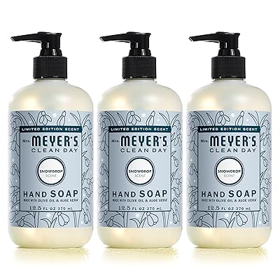 MRS. MEYER'S CLEAN DAY Hand Soap, Made with Essential Oils, Snowdrop, 12.5 fl. Oz (Pack of 3)