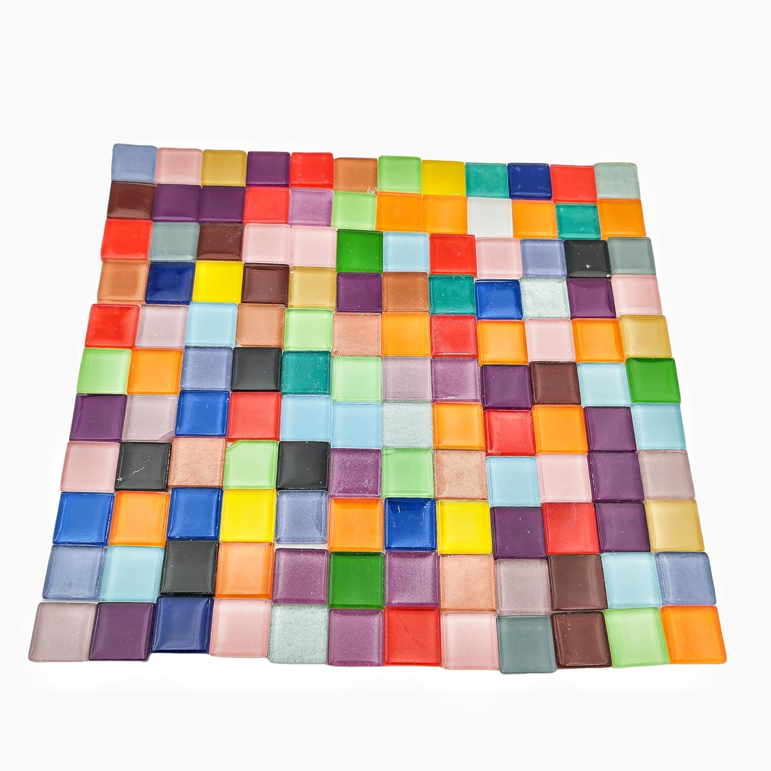 500g/1.1lb 110pcs Mixed Colour Glass Mosaic Tiles for Crafts，Square Mosaic Tiles for Home Decoration or DIY Crafts,Crystal Glass Mosaic Pieces.(Crystal Mixed Color, 0.78 inch)