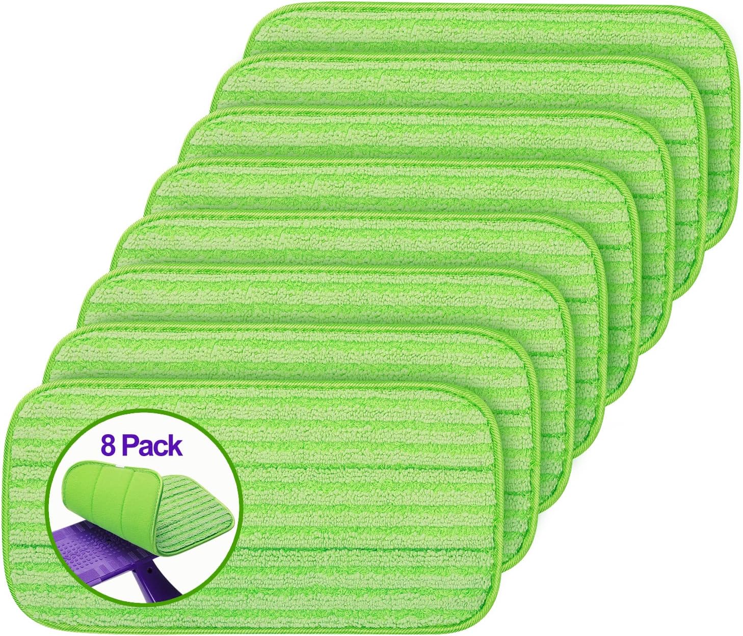 8 Pack Reusable Refills Pad Compatible for Swiffer Wet Jet Mops, Microfiber Floor Pads Refill for Swiffer Spray Wet Mop - Hardwood Floor Cleaning Refills Pad for 10-12in Mop