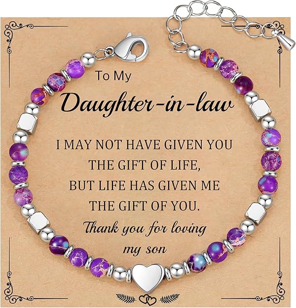 Christmas Gifts for Women, Stocking Stuffers for Teens Beaded Bracelets for Women Gifts for Mom Christmas Gift Mothers Day Gift for Grandma Daughter Bonus Mom Nature Stone Bead Bracelet Graduation Jewelry for Her 2026