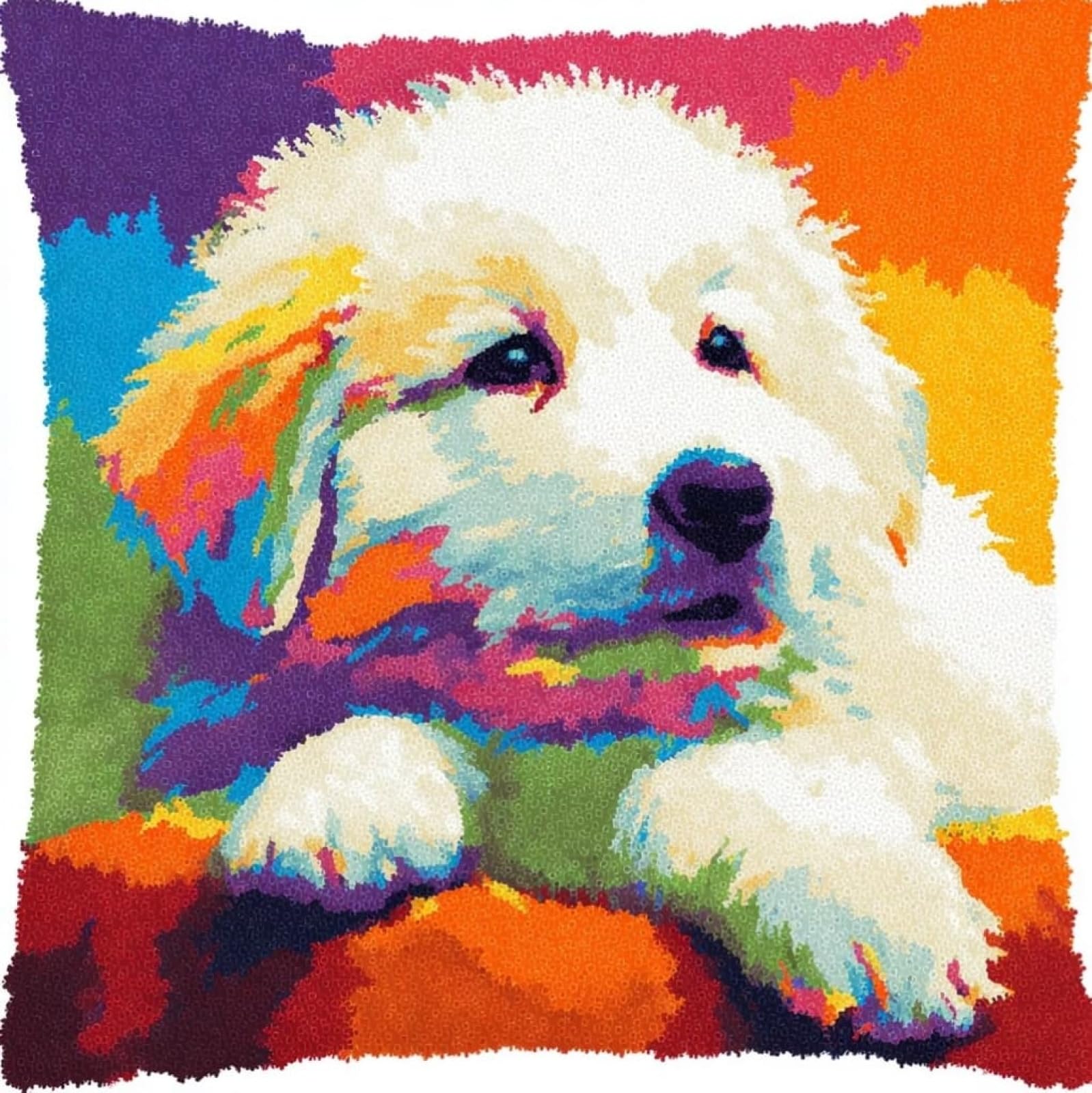 AxiangziK DIY Latch Hook Pillow Kit,Great Pyrenees Dog