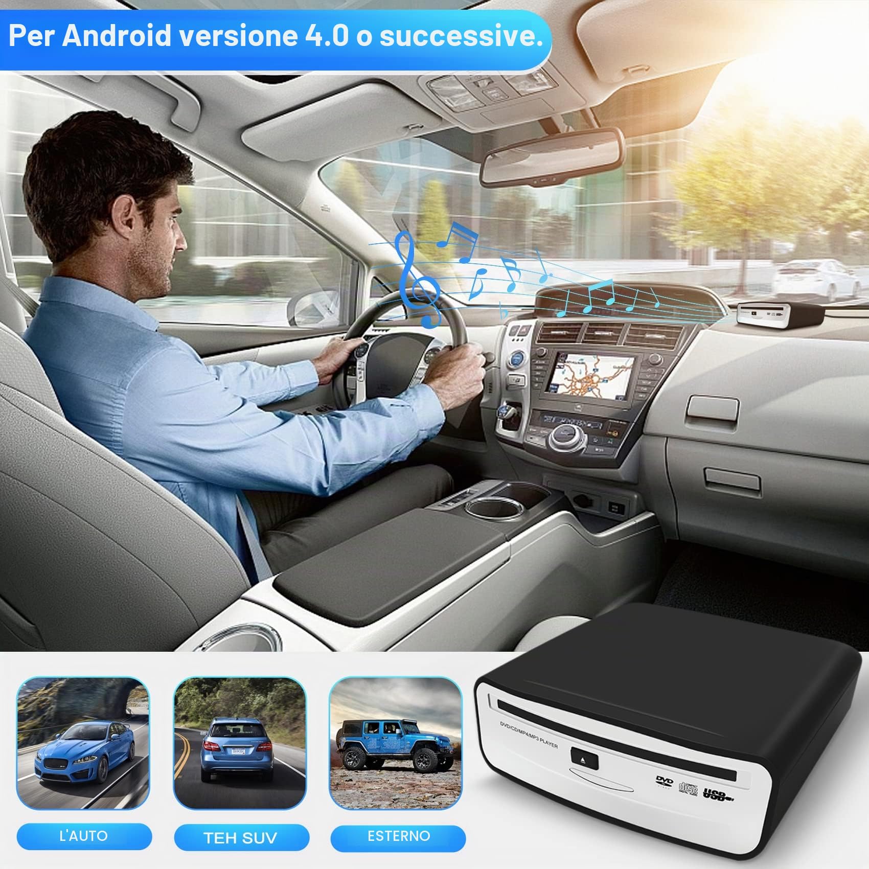 Interfaccia USB 2.0 Autoradio CD/Dvd Dish Box Player Stereo Esterno per Android