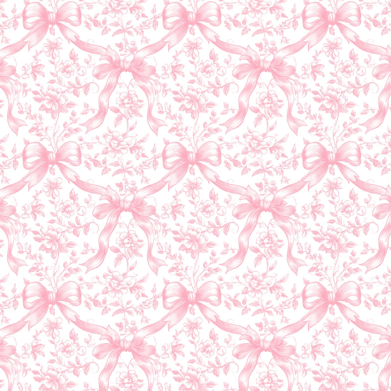 FYSUIMU Pink Bow Floral Peel and Stick Wallpaper Roll Coquette Pink Bowknot Flower Self-Adhesive Contact Paper Wall Decoration for Home Bedroom