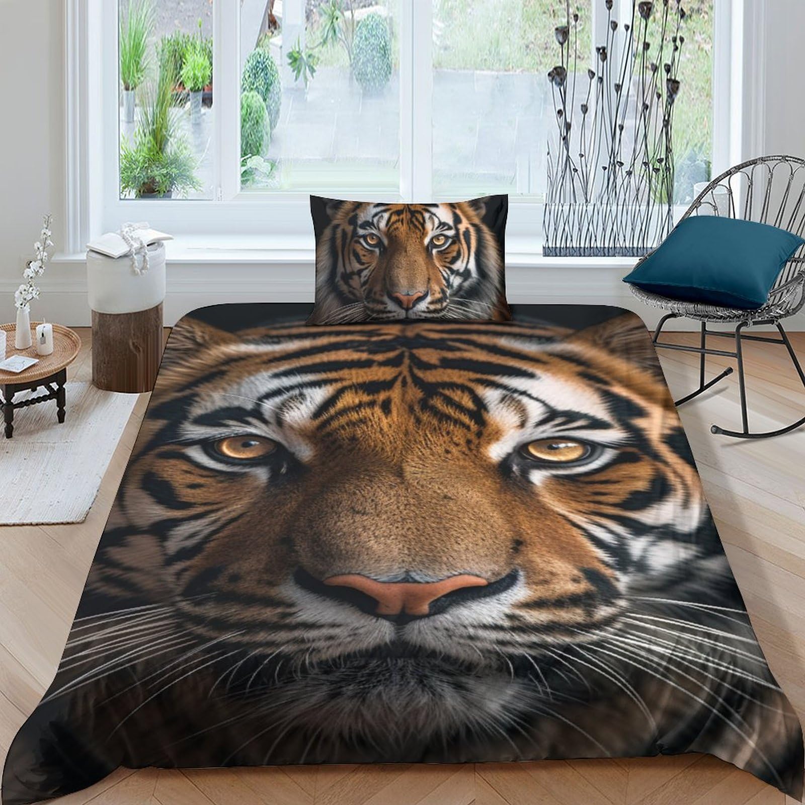 Ensemble de lit microfibre 3D tigre ailé parure de lit haut de gamme avec taies d'oreiller