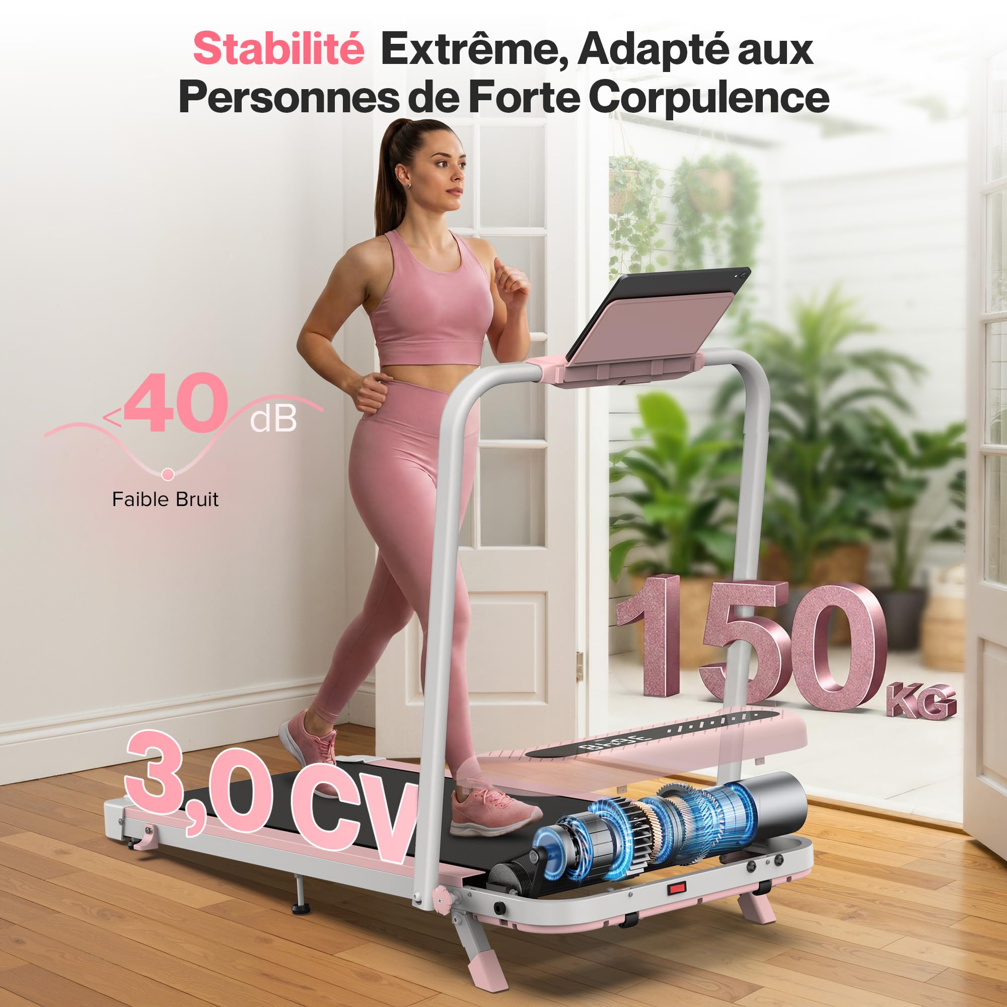 Cardirun Tapis de Course 6 en 1, Tapis de Marche Pliable Inclinable 10%