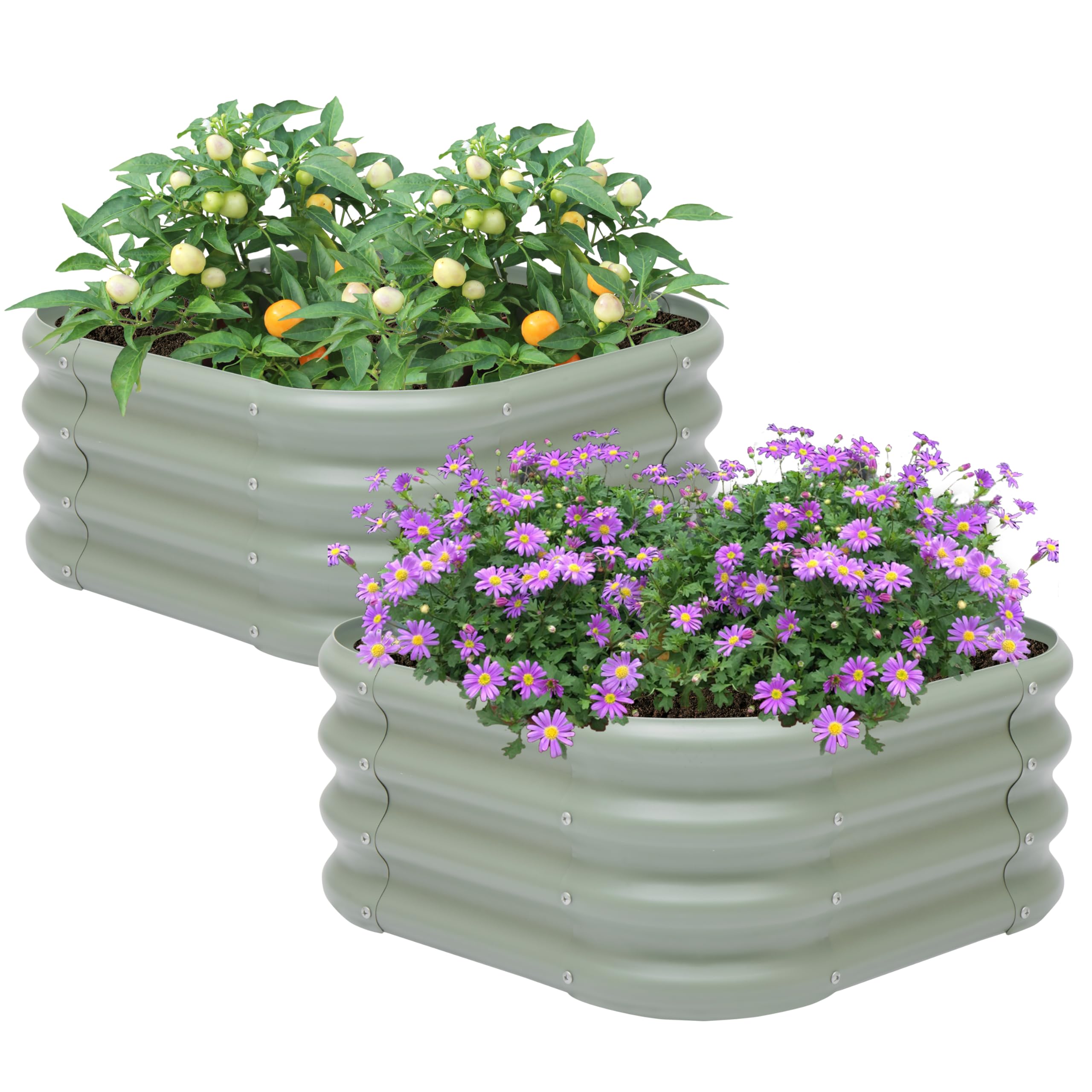 Besebay 2-Pack Galvanized Raised Garden Bed