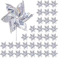 Qualirey 36-Pack Silver Reflective Pinwheels Bird Deterrent - Sparkly Wind Spinners for Garden Yard Farm Scare Birds & Decor