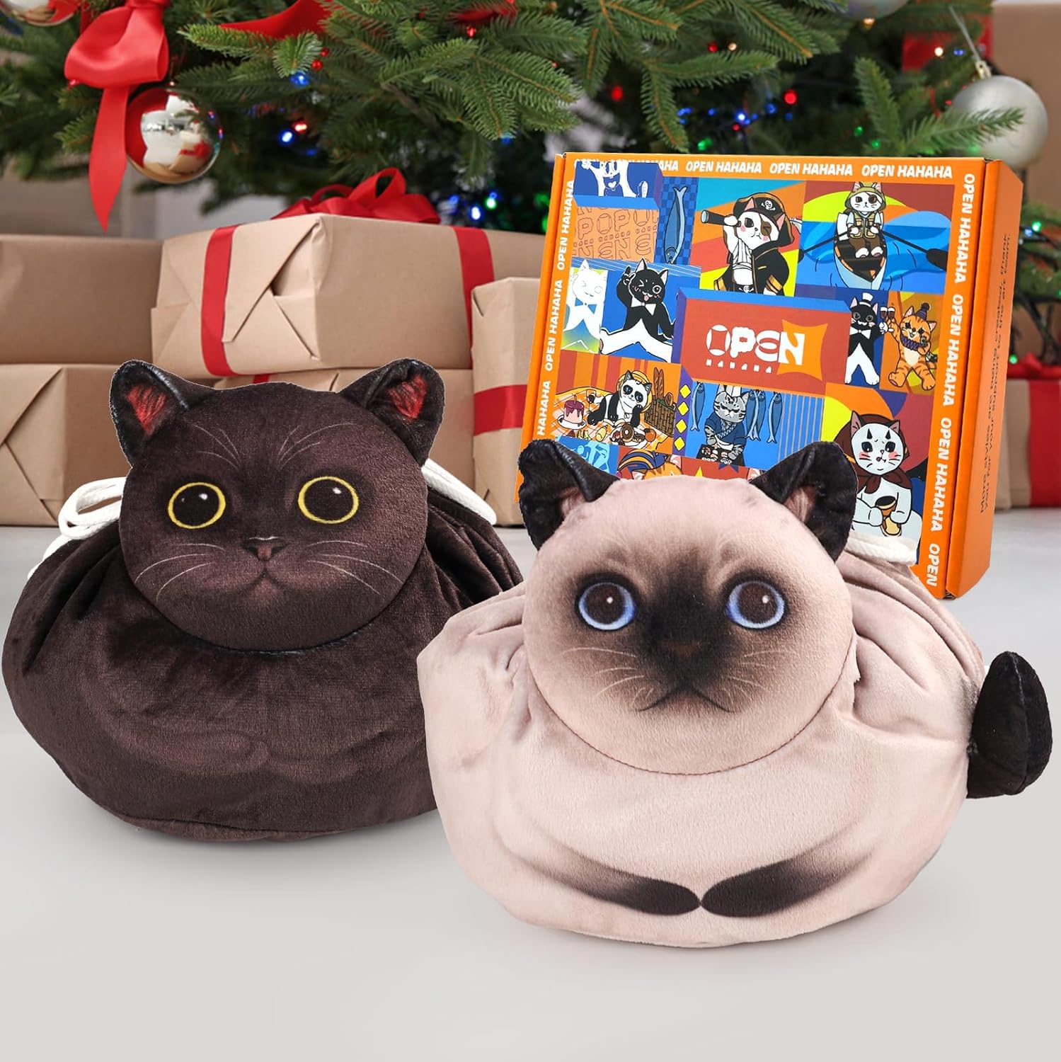 Drawstring Makeup Bag, Cat Makeup Bag, Travel Makeup Organizer, Cosmetic Pouch Bag, Cat Gift for Women, Lay Flat Makeup Bag Gifts for Cat Lovers(2-Pack) - Image 4