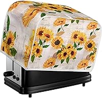 Vista 5 de FOR U DESIGNS Cubierta antipolvo para tostadora, 2 rebanadas, diseño retro de girasoles, cubierta para tostadoras, lavable, resistente a