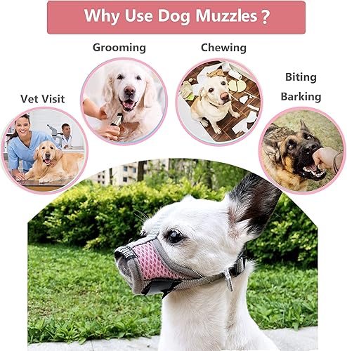 Vista 11 de Bozal para perros pequeños, XS para aseo y masticar, bozal de malla suave, sin ladridos, ajustable para evitar que se coman heces (color negro)