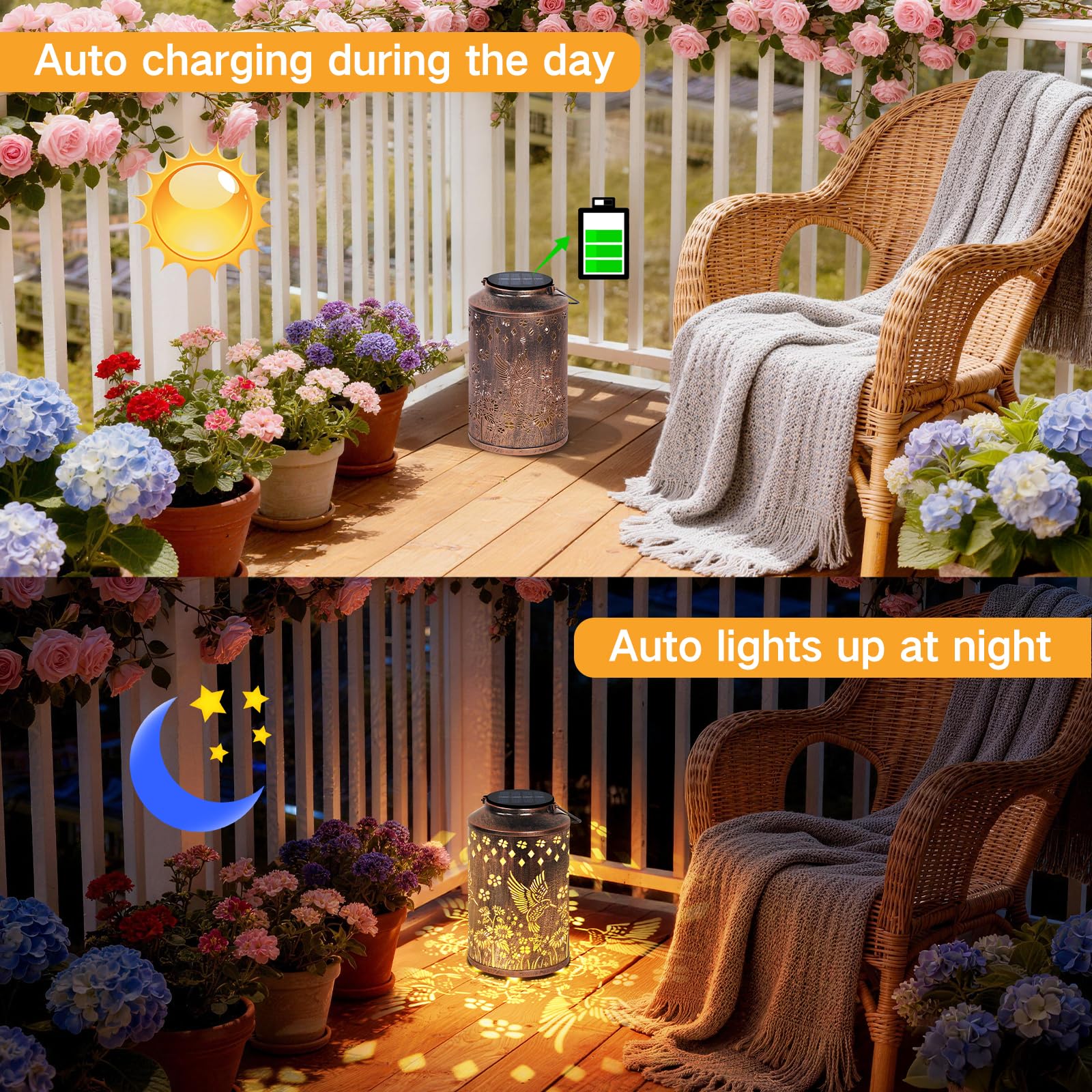 Regalos Para Mujeres, Mamá y Abuela, Faroles Solares Exterior de Colibrí, Linterna Colgante Impermeable para Jardín, Patio, Césped y Camino, Regalo de Cumpleaños