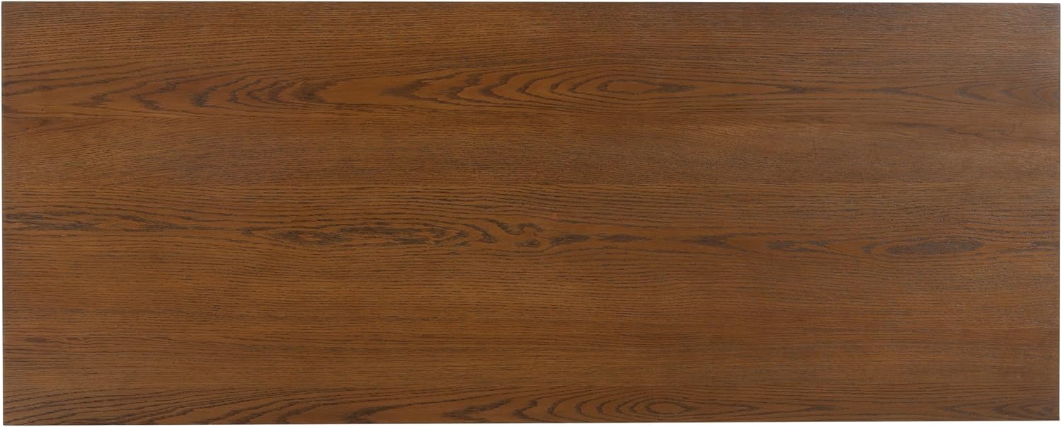 SAFAVIEH Couture Collection Shelbie Medium Oak Brown & Black 1-Drawer Reeded Computer Table Office Writing Desk