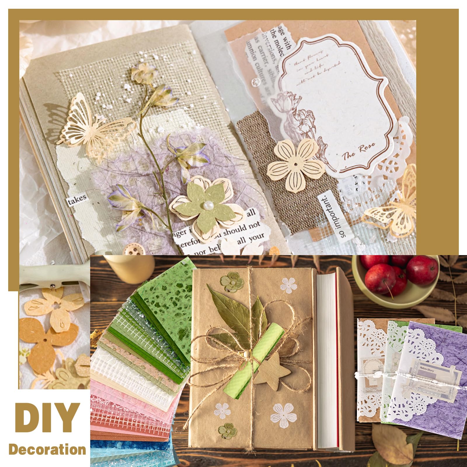 Scrapbooking Papier 96 Stück Bunt Musterpapier, 6 Farben Strukturiertes Papier für DIY Handwerk, Bullet Junk und Collage - Handgeschöpftes Deko