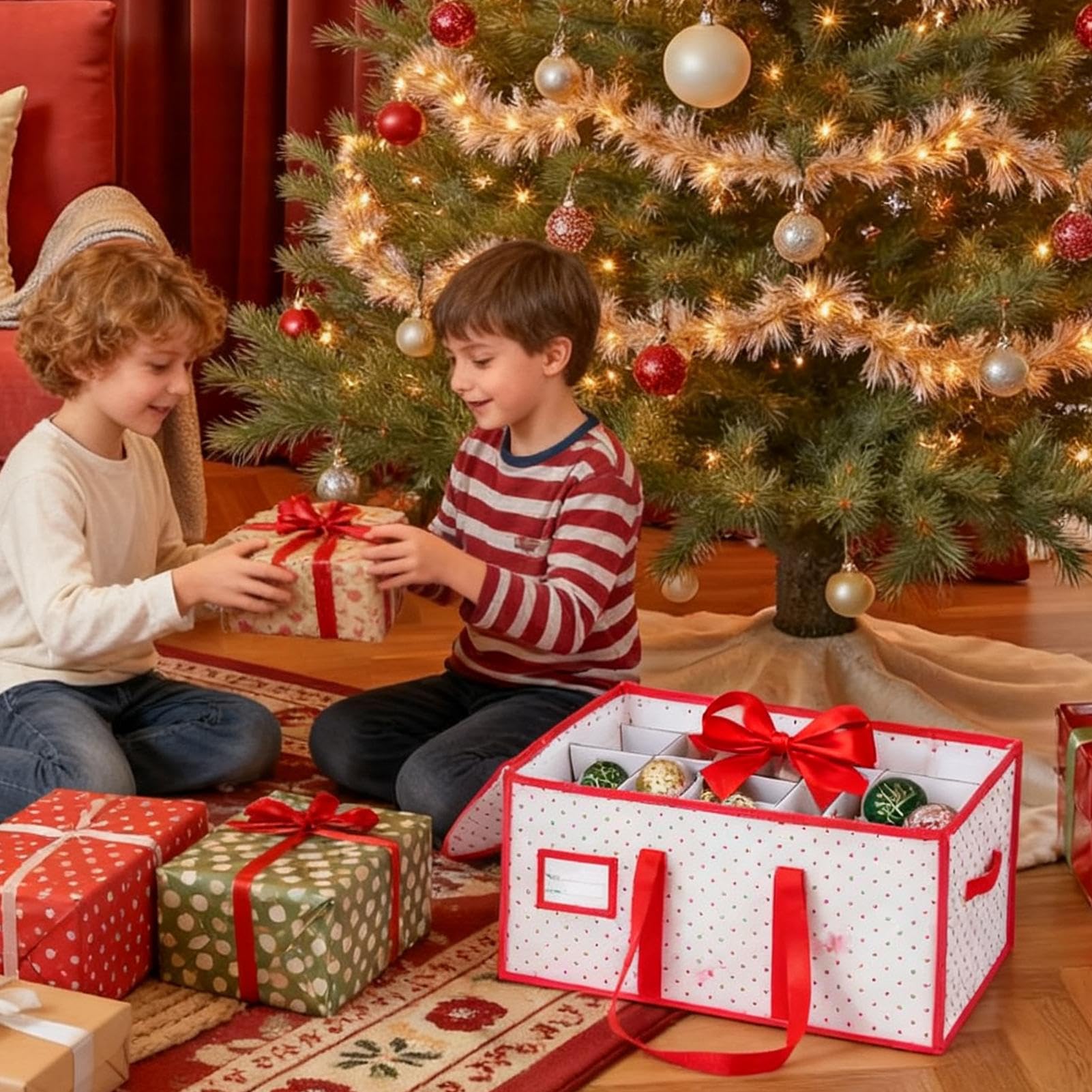 Weihnachtskugeln Aufbewahrungsbox 128 Fächer 8-Stufiger Festdekoration