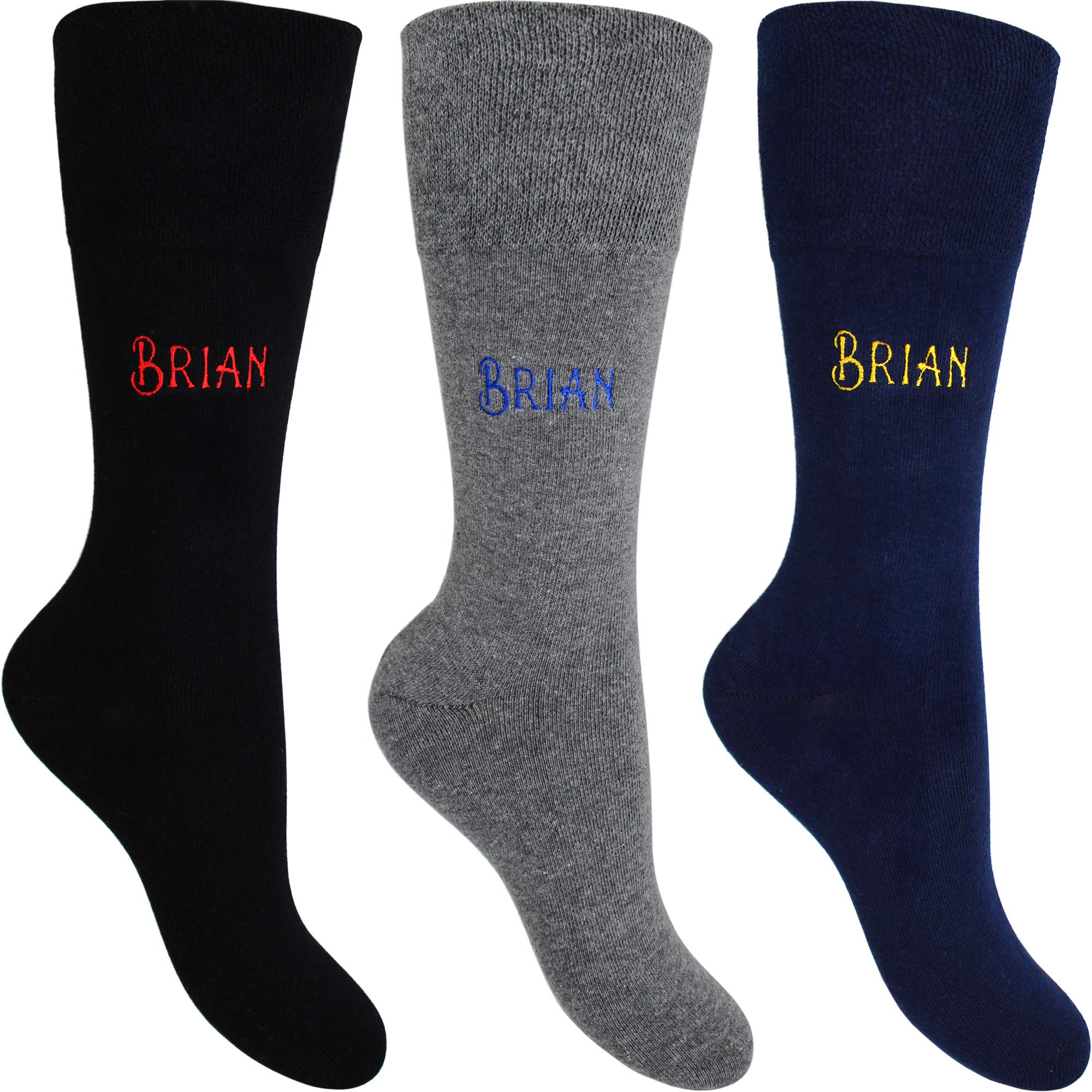 Teddyts Men's Black Personalised Gentle Grip Comfort Socks (3 Pair Pack) (Uk 6-11 (Eur 39-45))